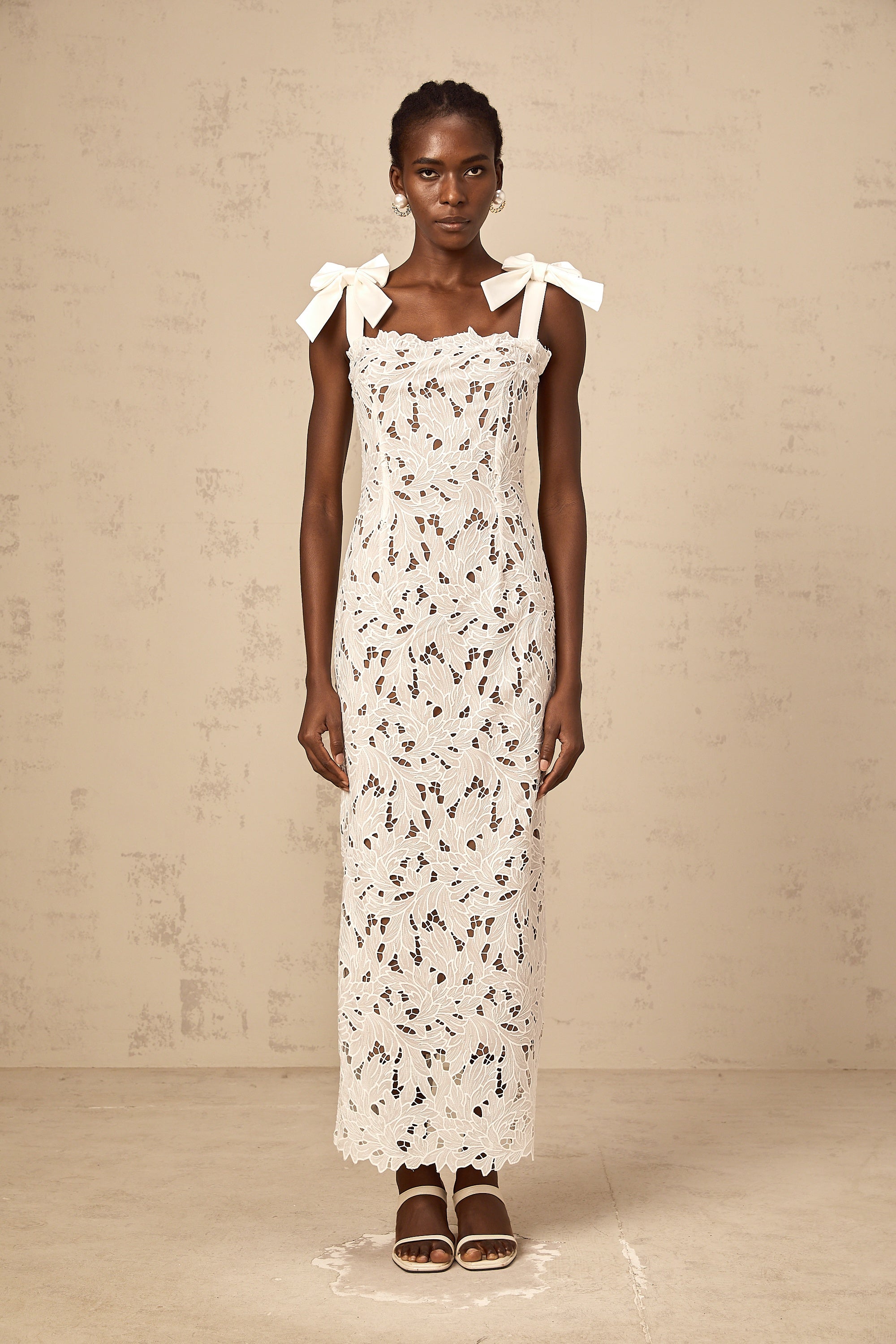 Eloise floral embroidered maxi dress in White