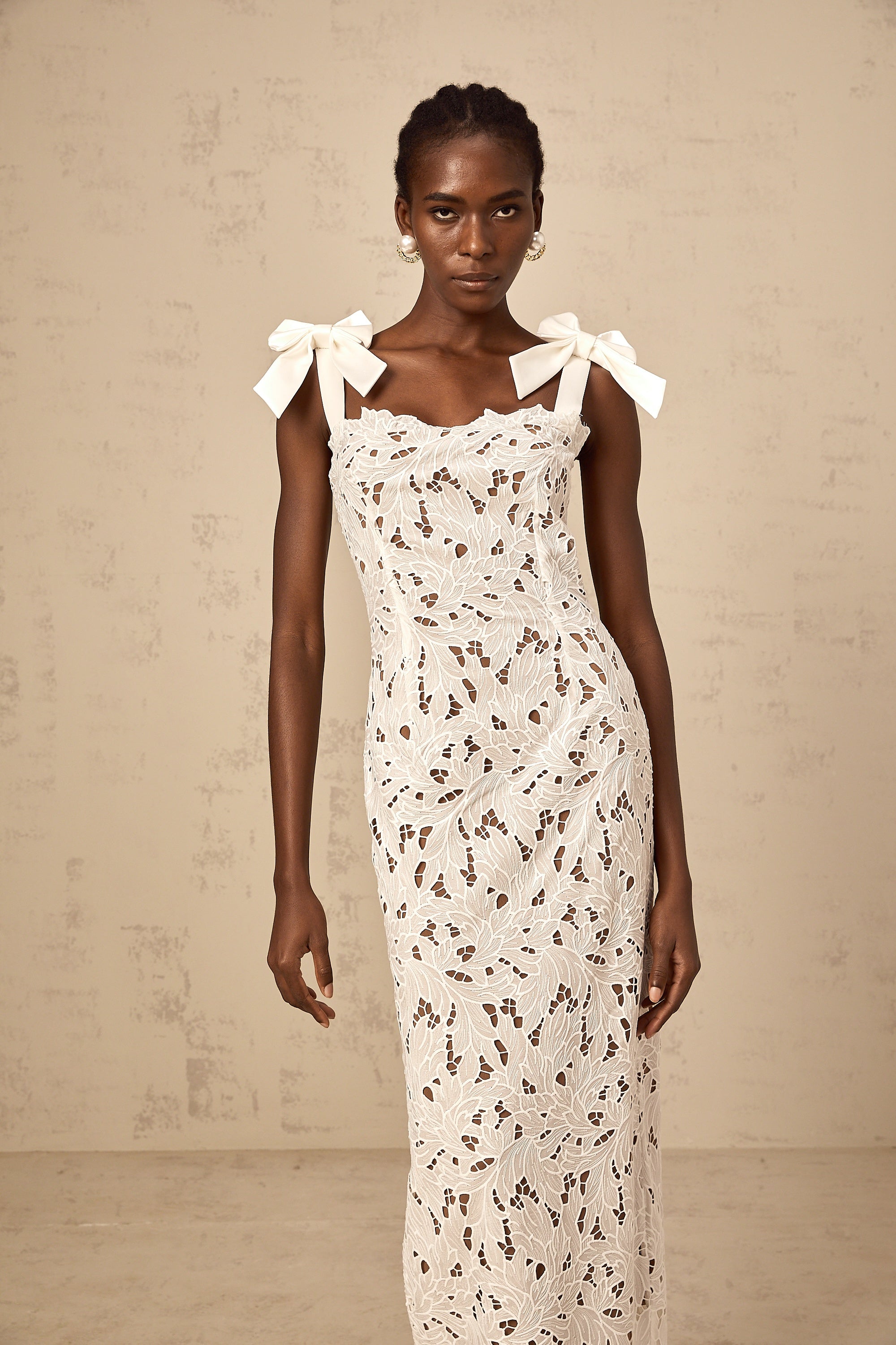 Eloise floral embroidered maxi dress in White