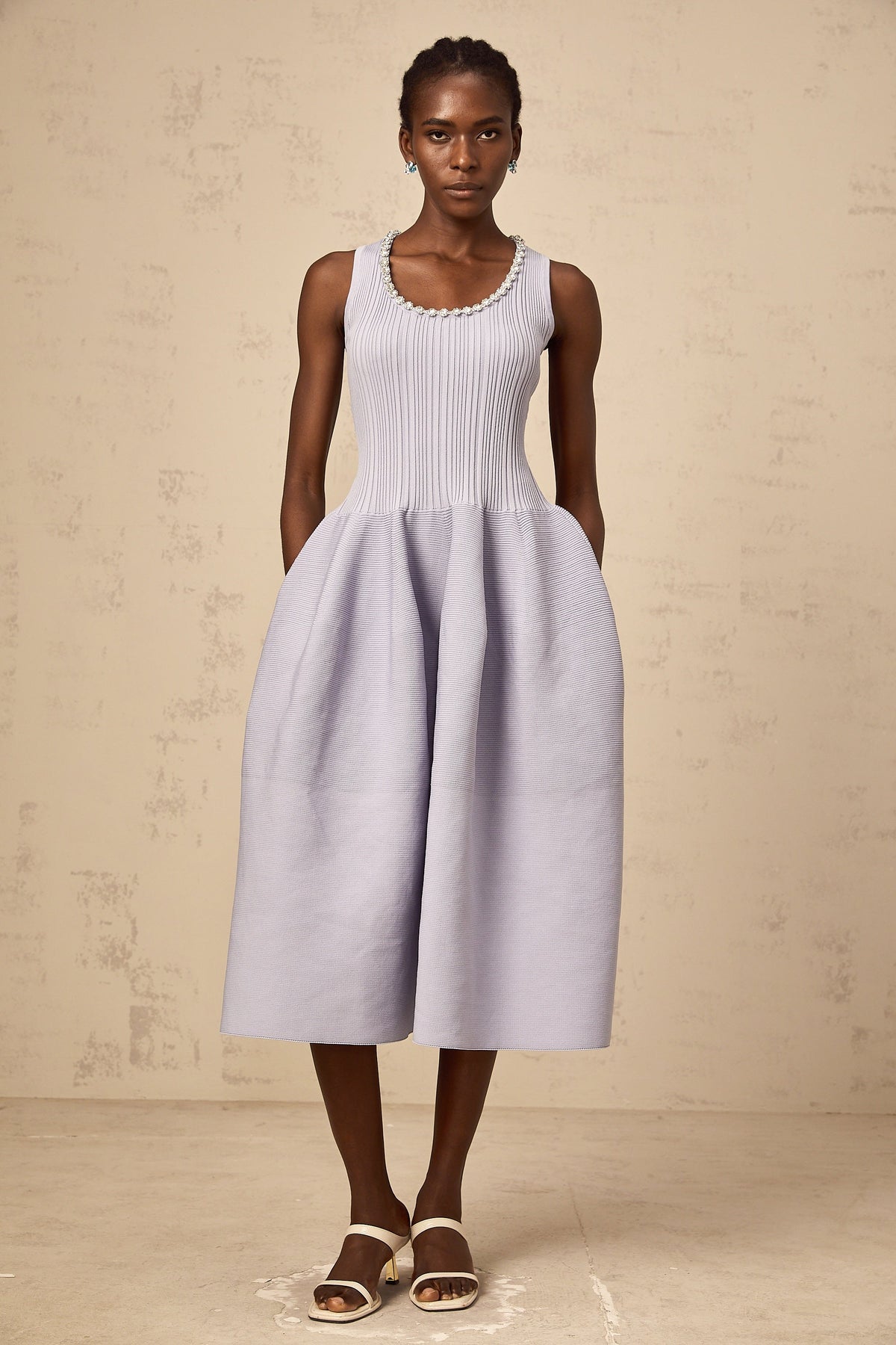 Aïda purple embellished ribbed-knit midi dress (Final Sale-US Only)