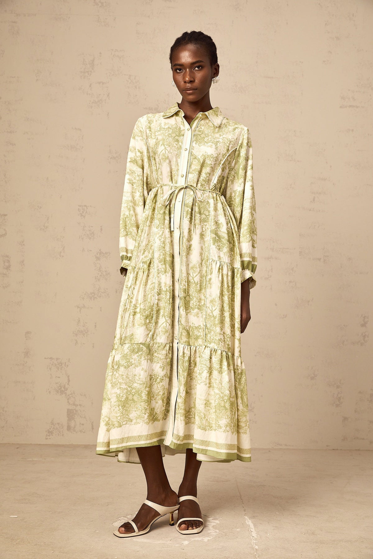 Adélaïde graphic-print midi dress in Green