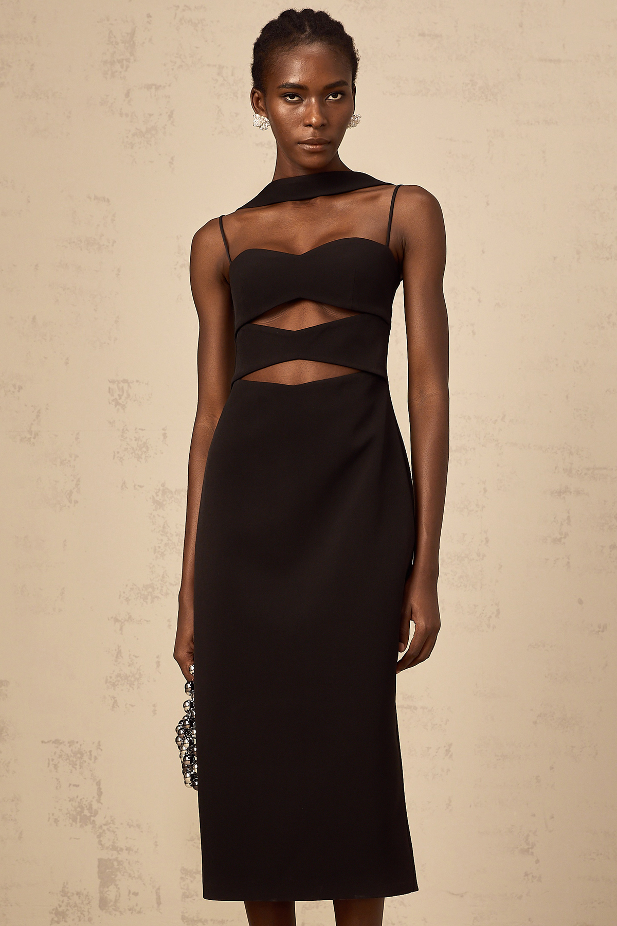 Mylene black cut-out midi dress