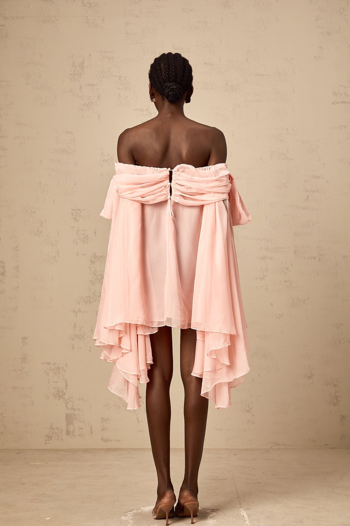 Avril pink bow draped slip mini dress (Final Sale)