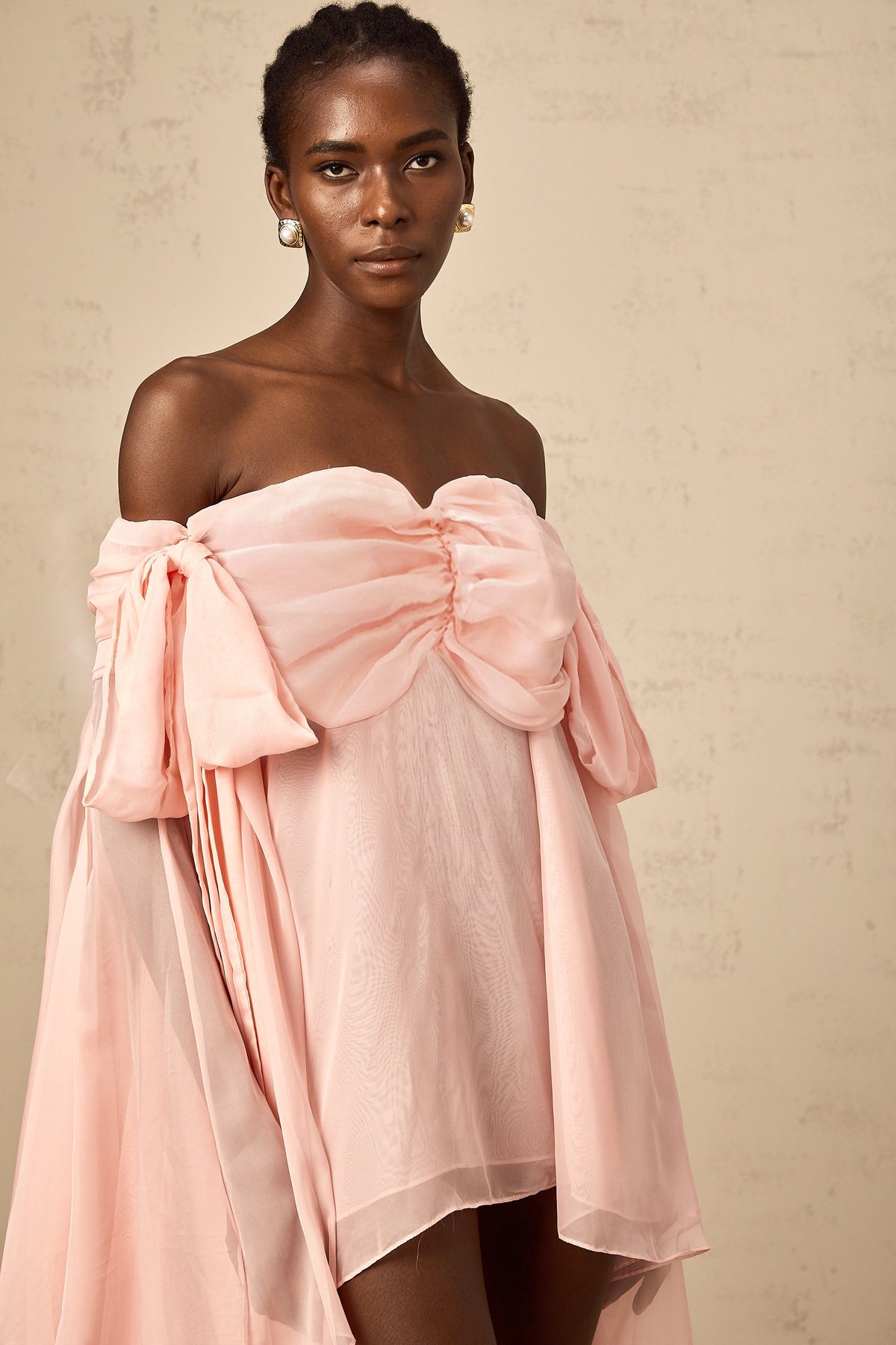 Avril pink bow draped slip mini dress (Final Sale)