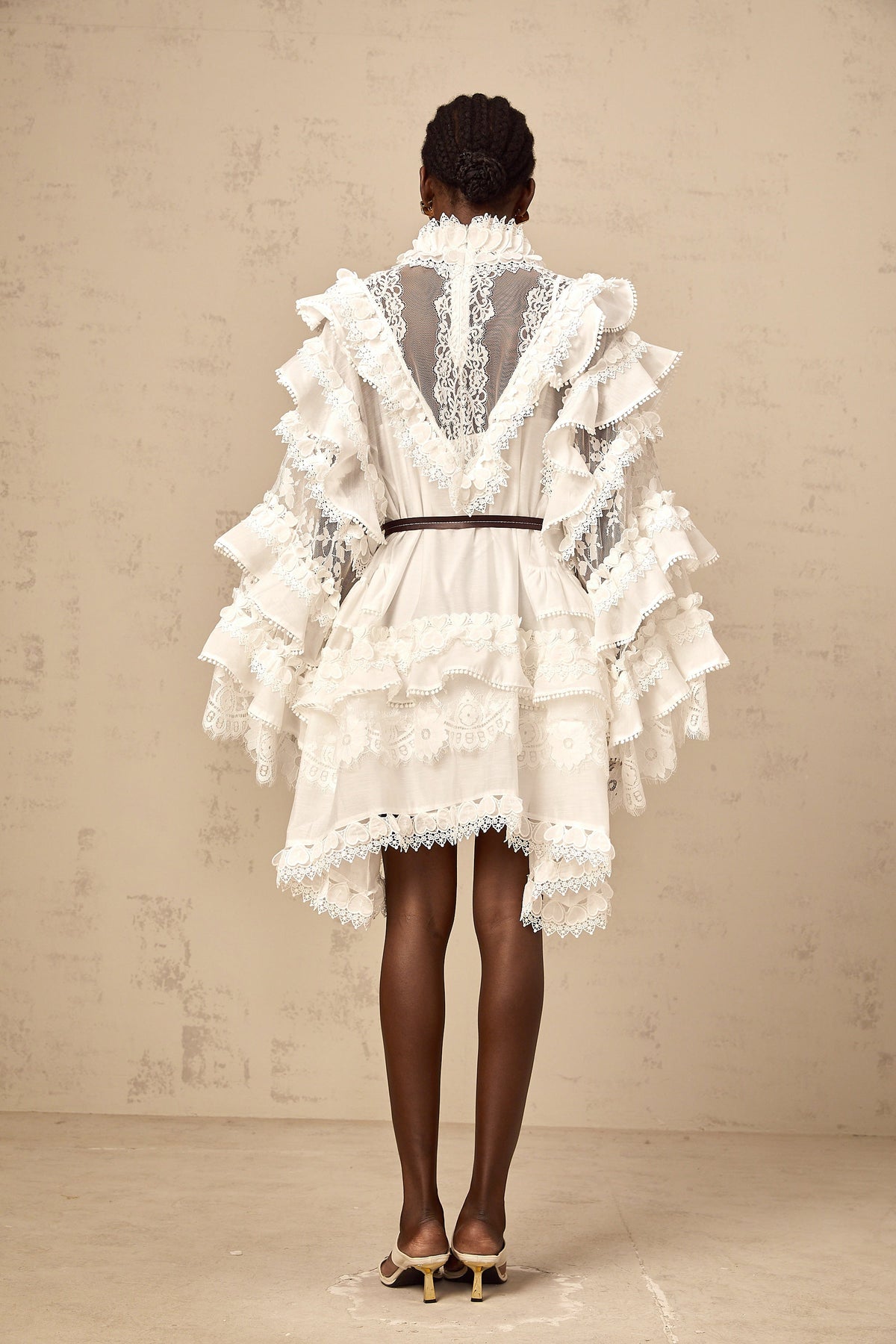 Mylène white tied layered lace mini dress (Final Sale-US Only)