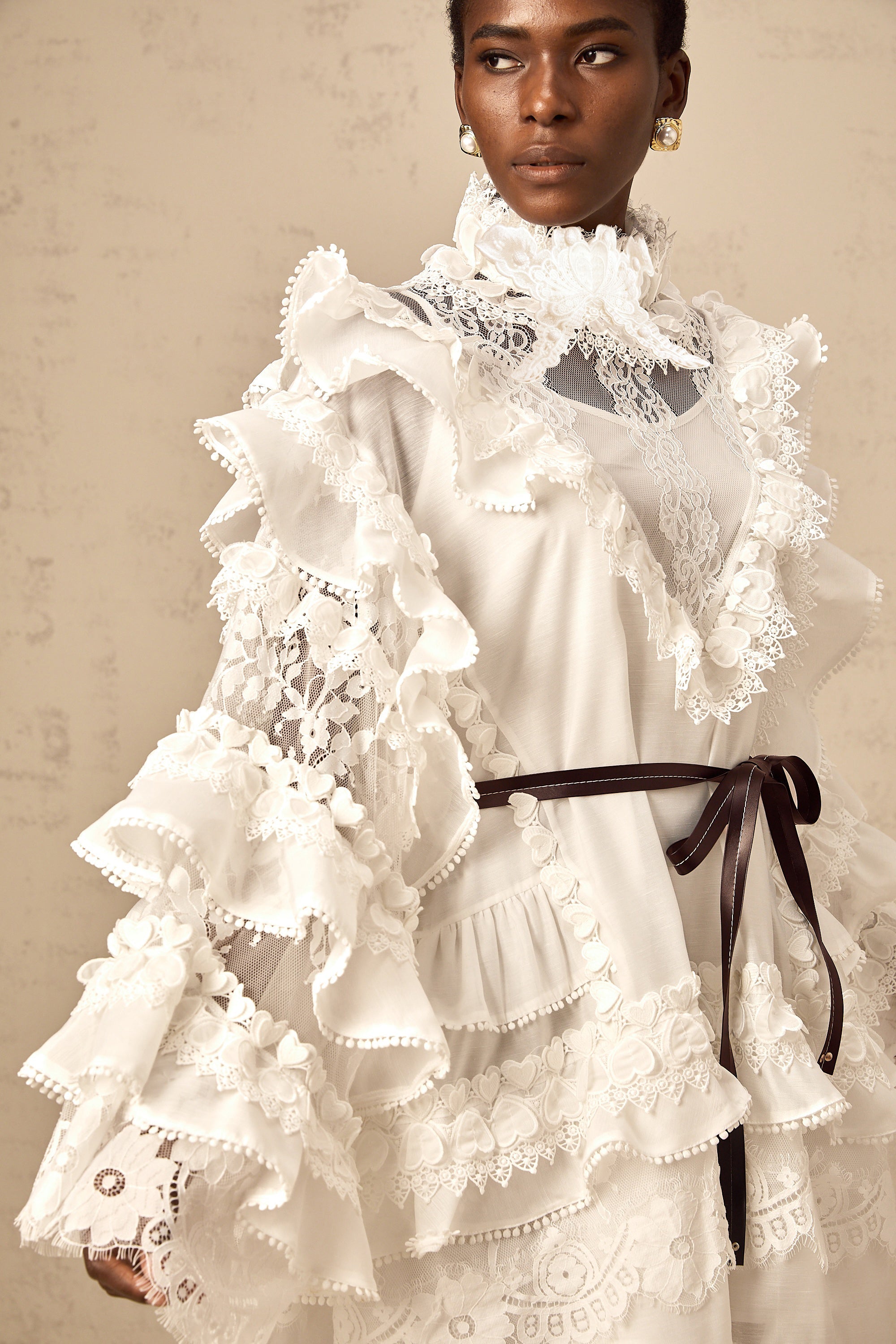 Mylène white tied layered lace mini dress (Final Sale-US Only)