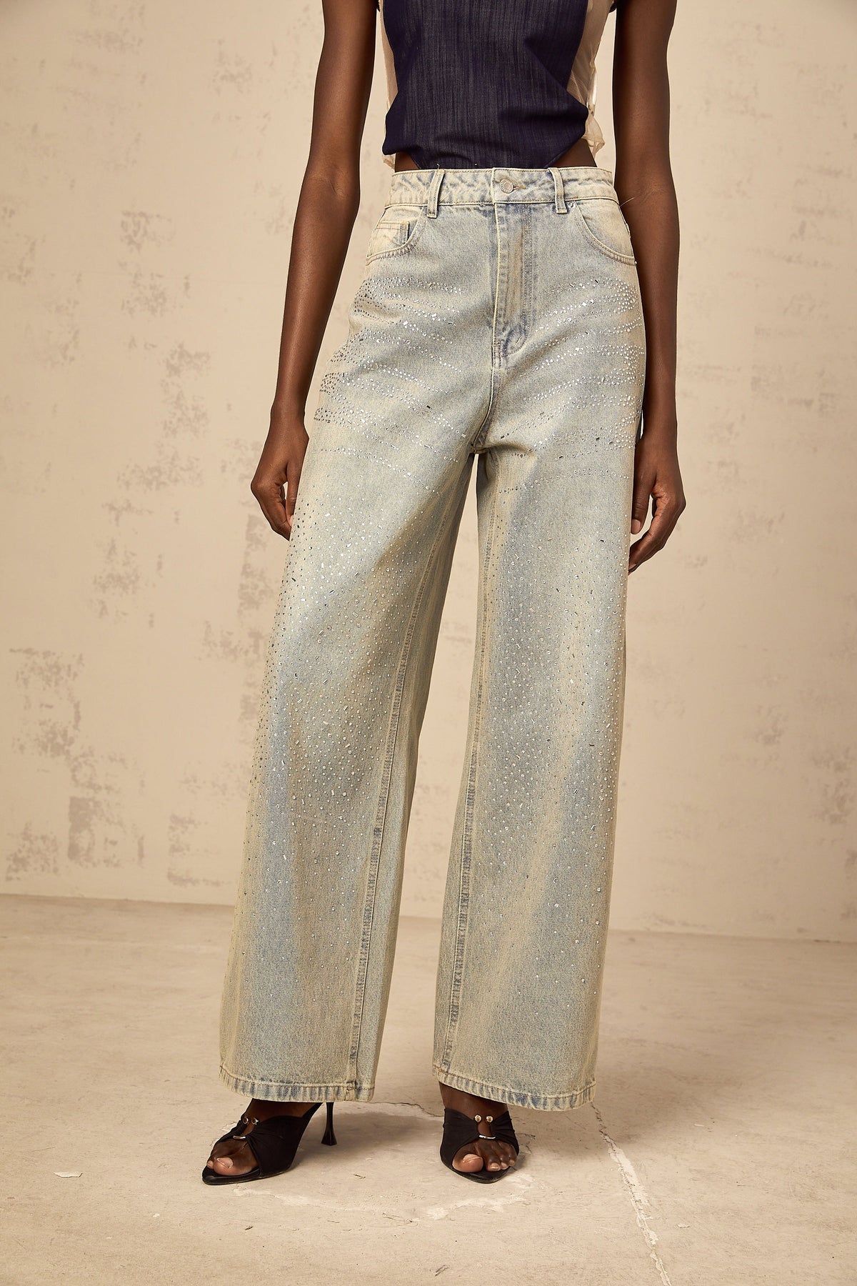 Irina light-blue rhinestone denim jeans