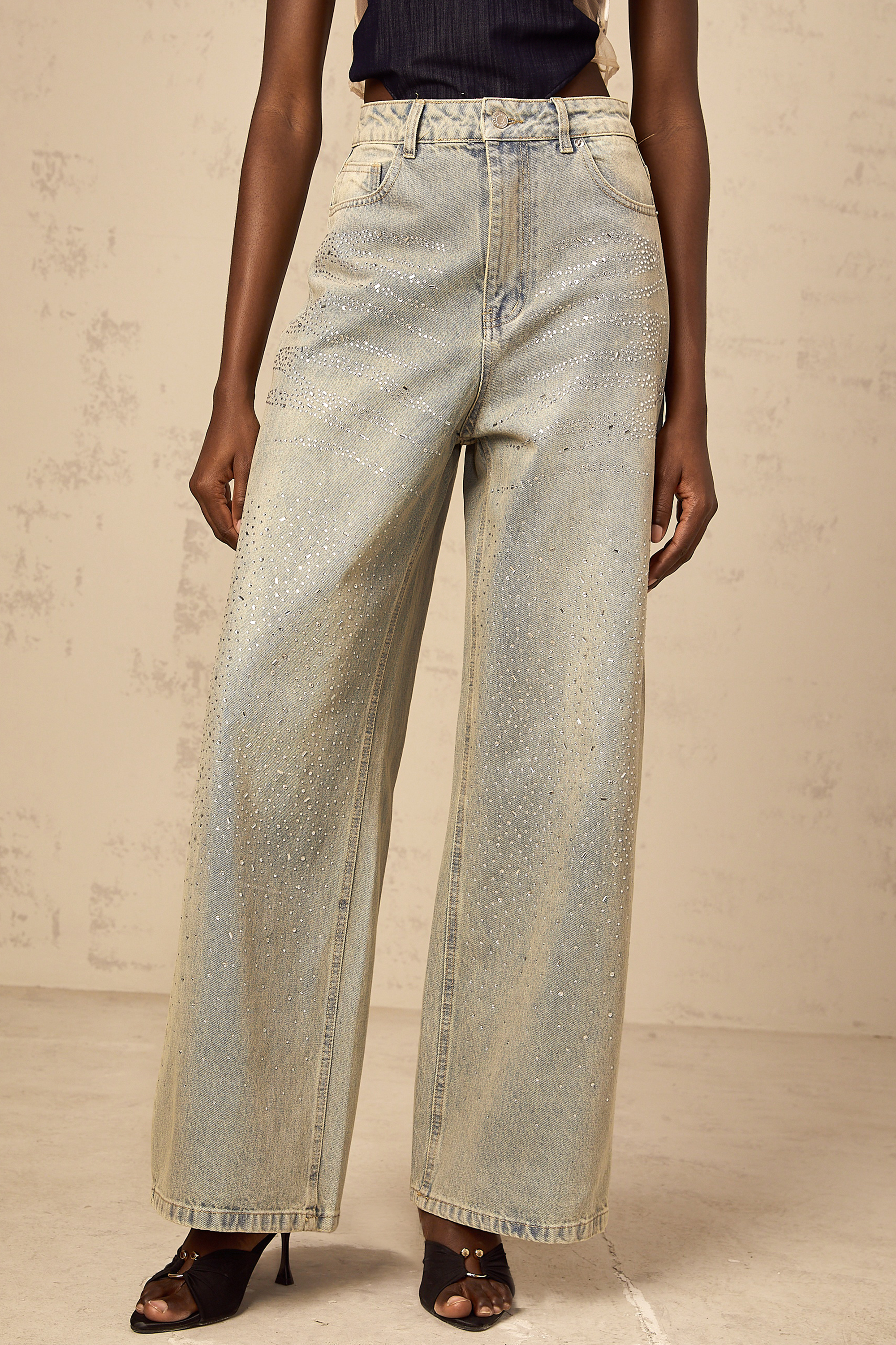 Irina light-blue rhinestone denim jeans