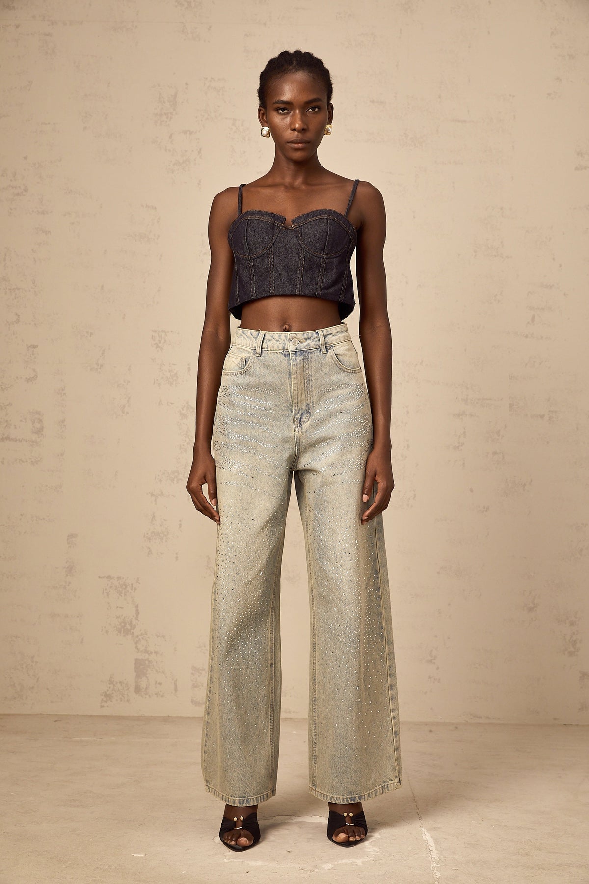 Irina light-blue rhinestone denim jeans
