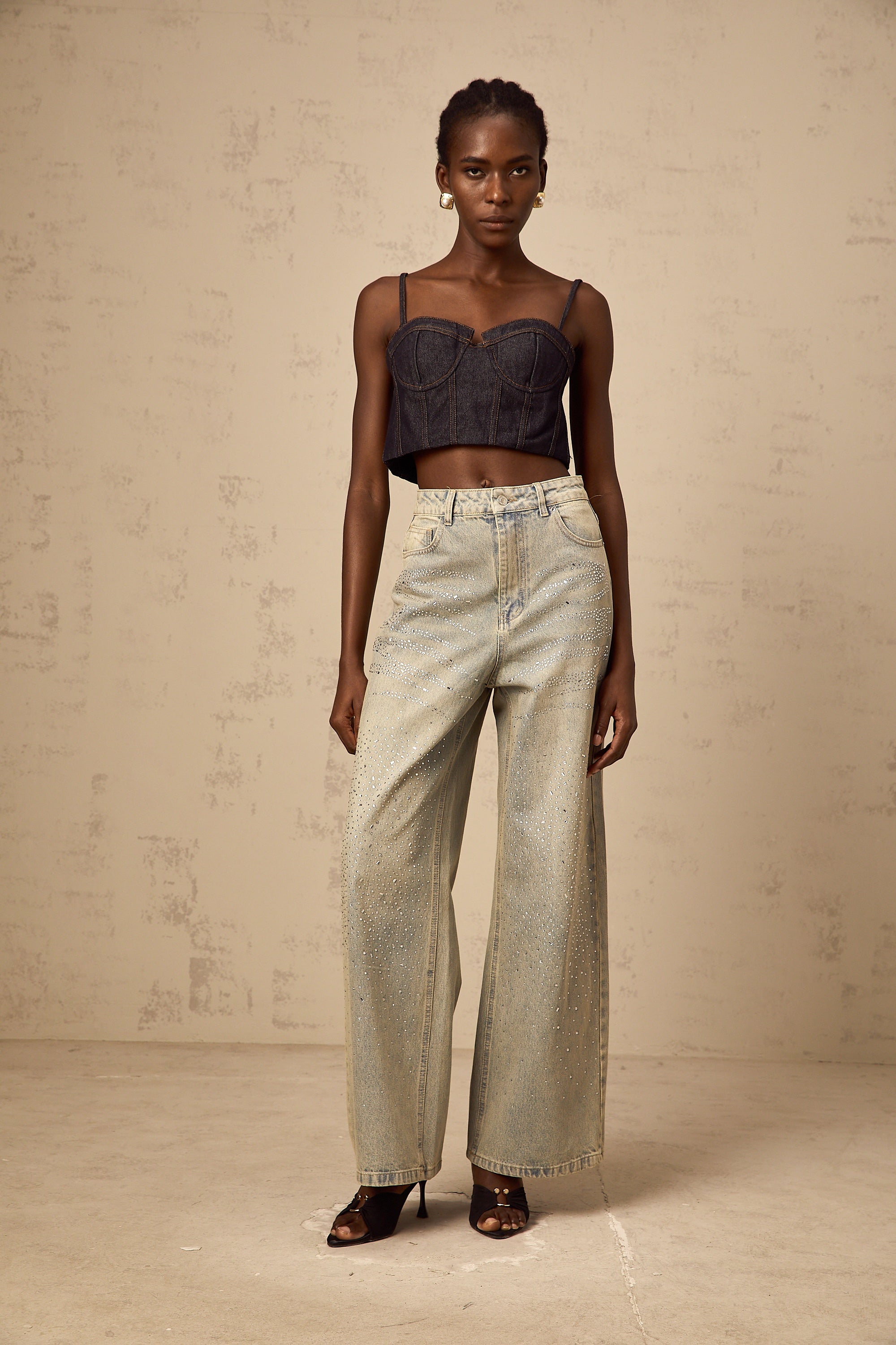 Irina light-blue rhinestone denim jeans