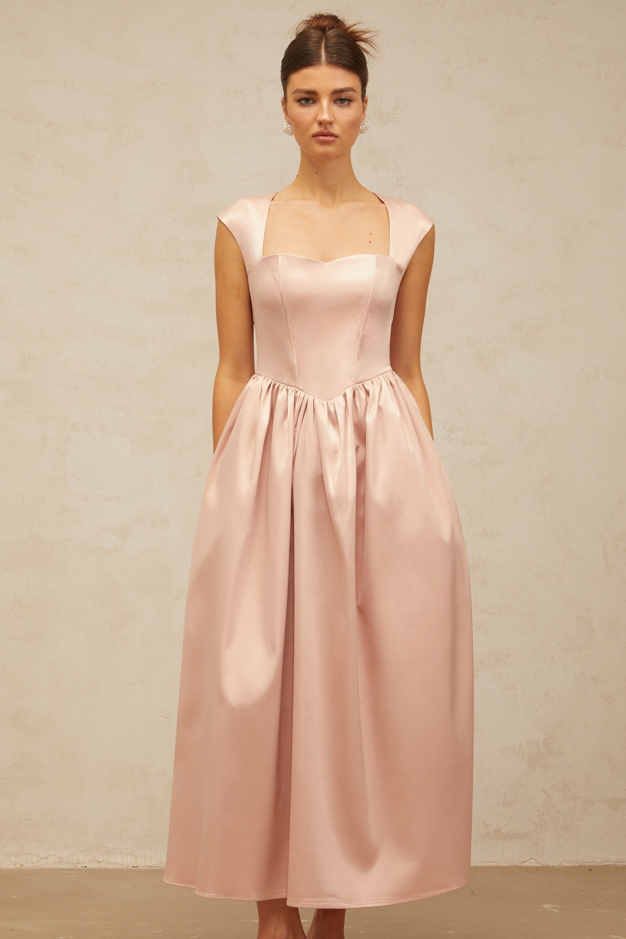 Madeleine pink A-line satin midi dress (Final Sale-US Only)