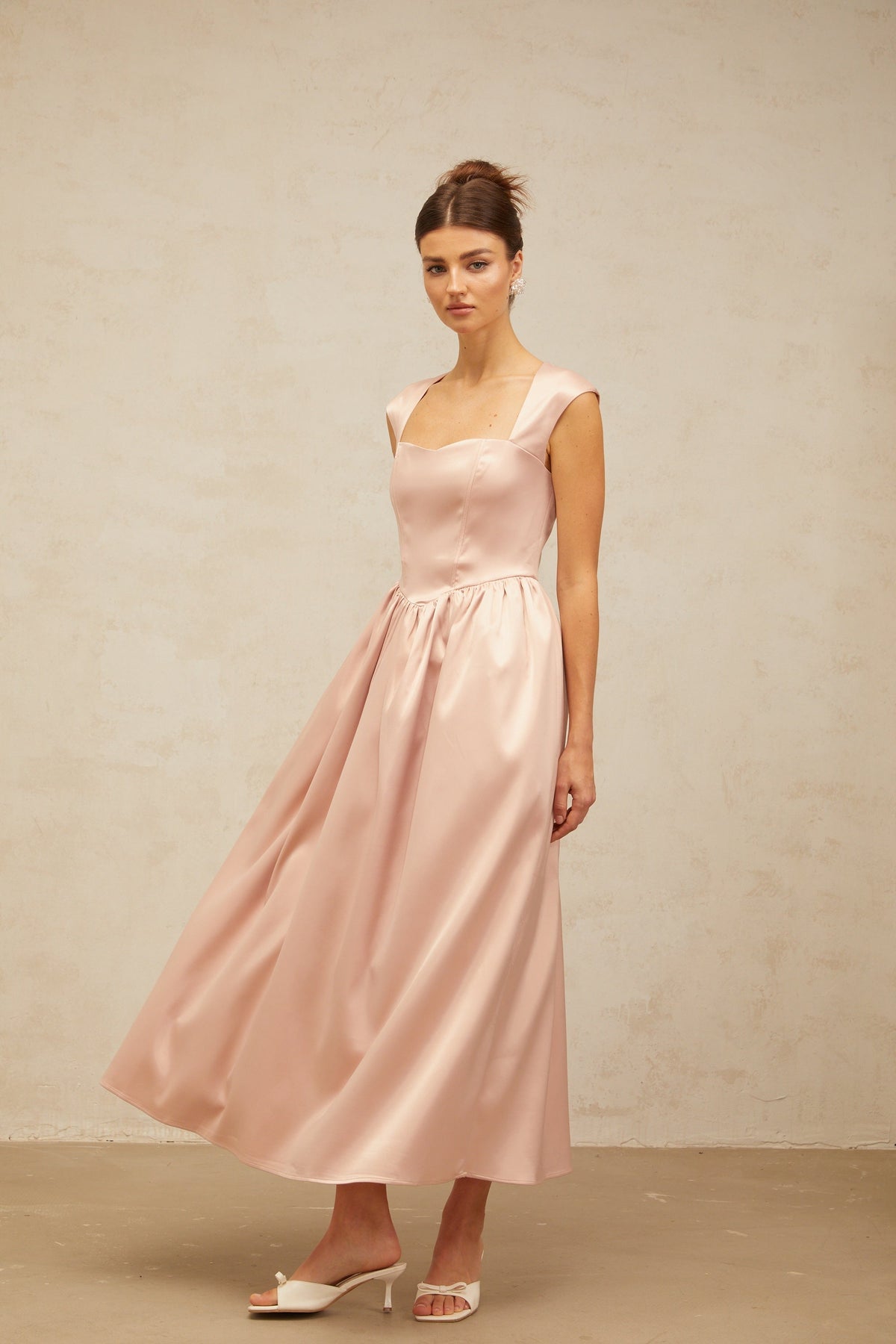 Madeleine pink A-line satin midi dress (Final Sale-US Only)