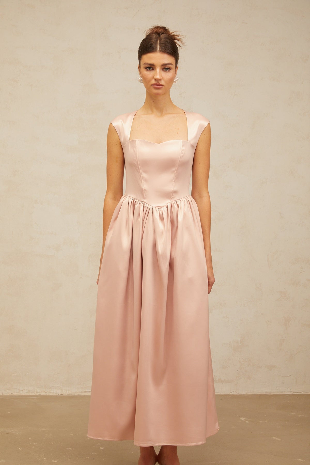 Madeleine pink A-line satin midi dress (Final Sale-US Only)