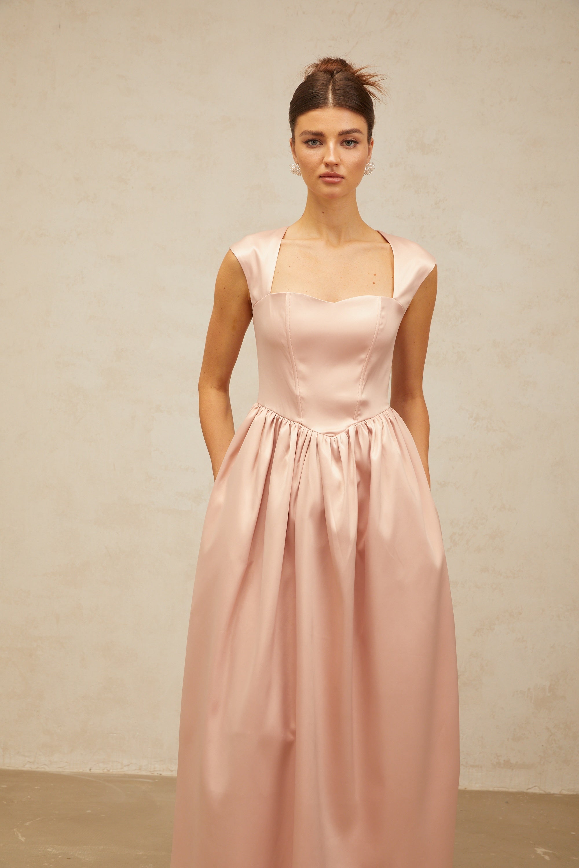 Madeleine pink A-line satin midi dress (Final Sale-US Only)