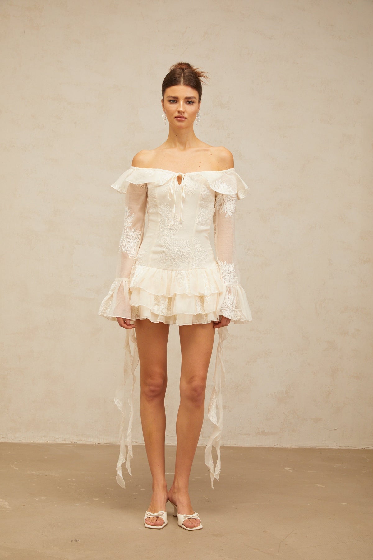 Désirée white off-shoulder embroidered mini dress (Final Sale-US Only)