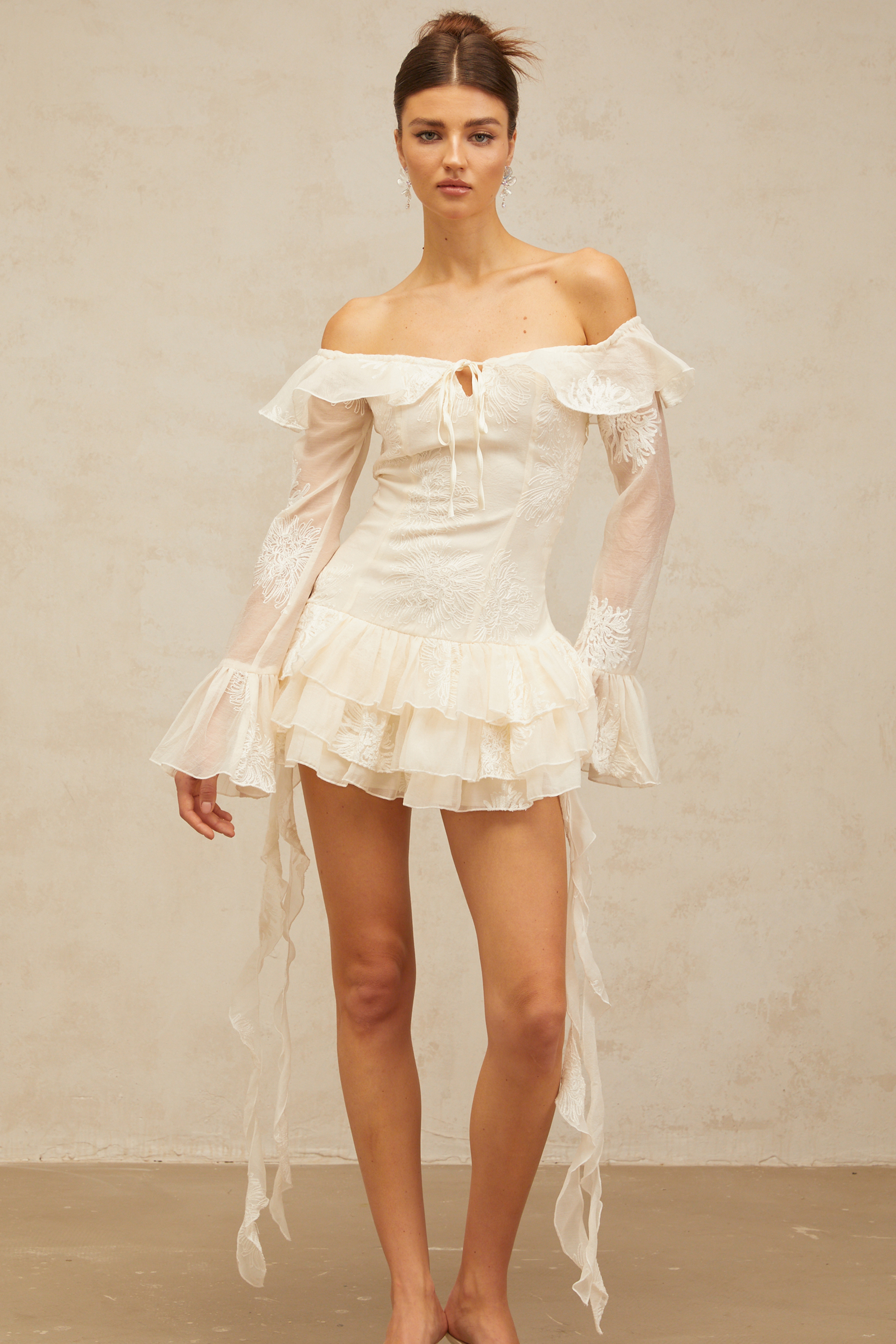 Désirée white off-shoulder embroidered mini dress (Final Sale-US Only)