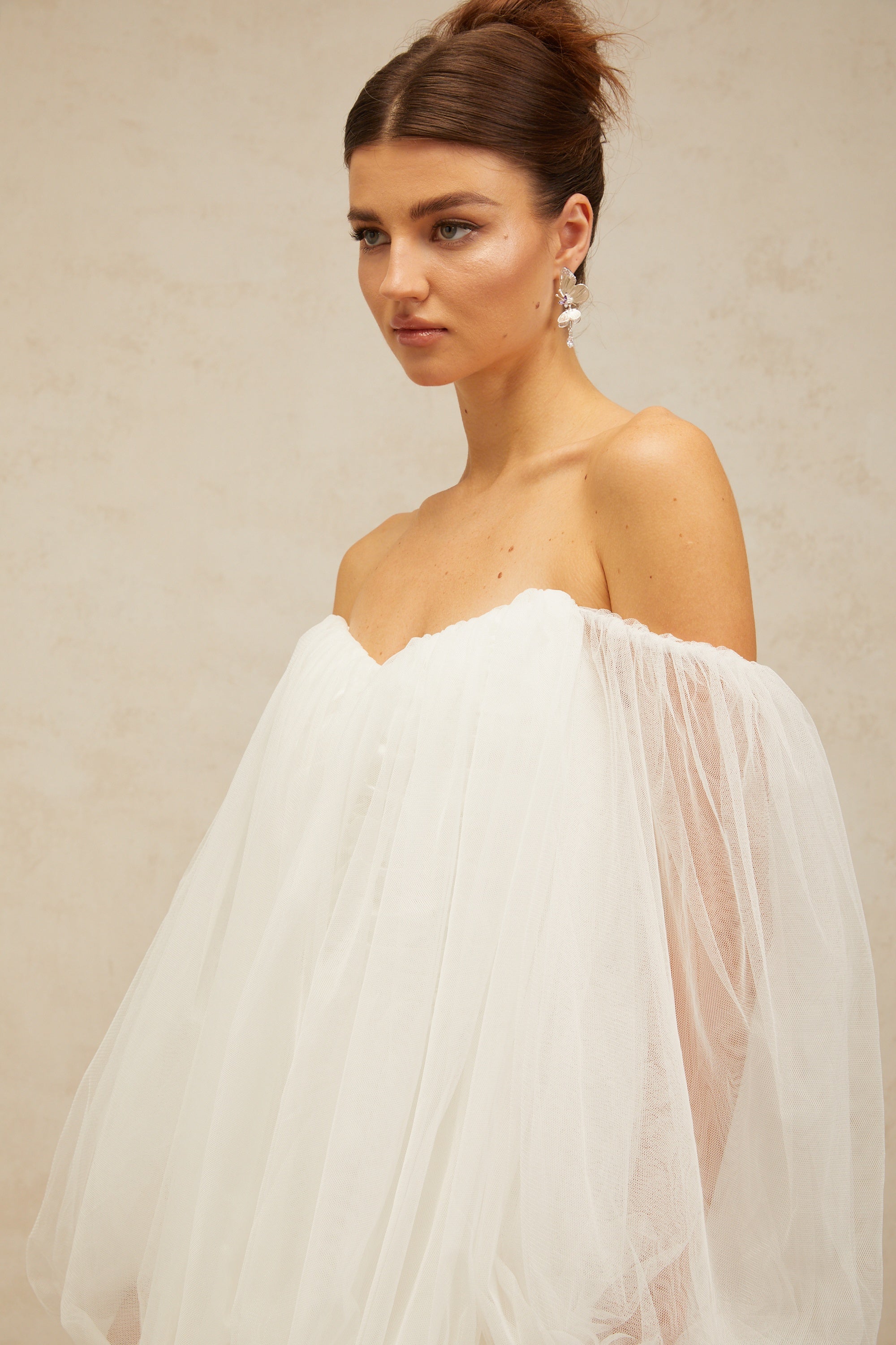Avril layered bubble tulle mini dress in White