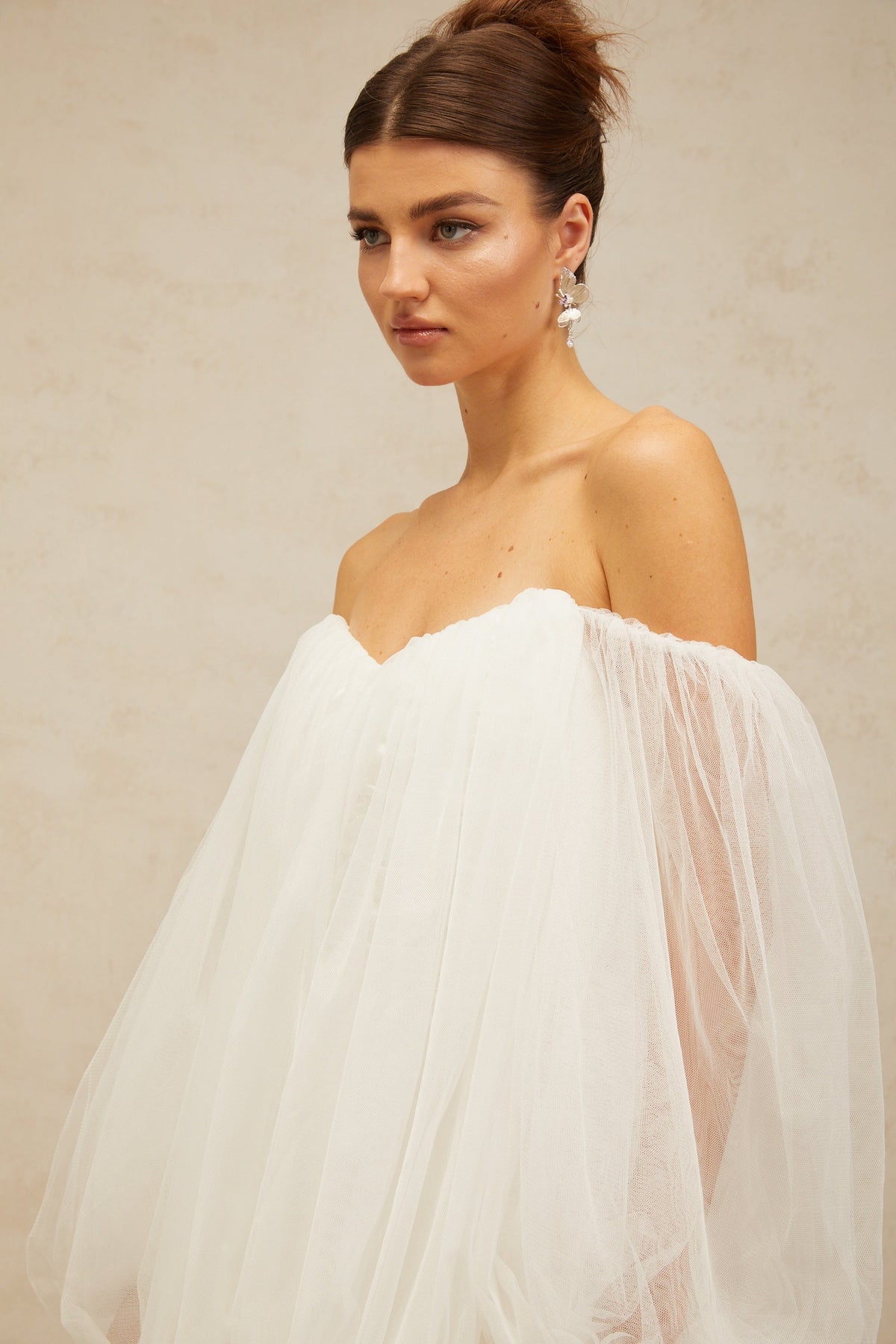 Avril layered bubble tulle mini dress in White