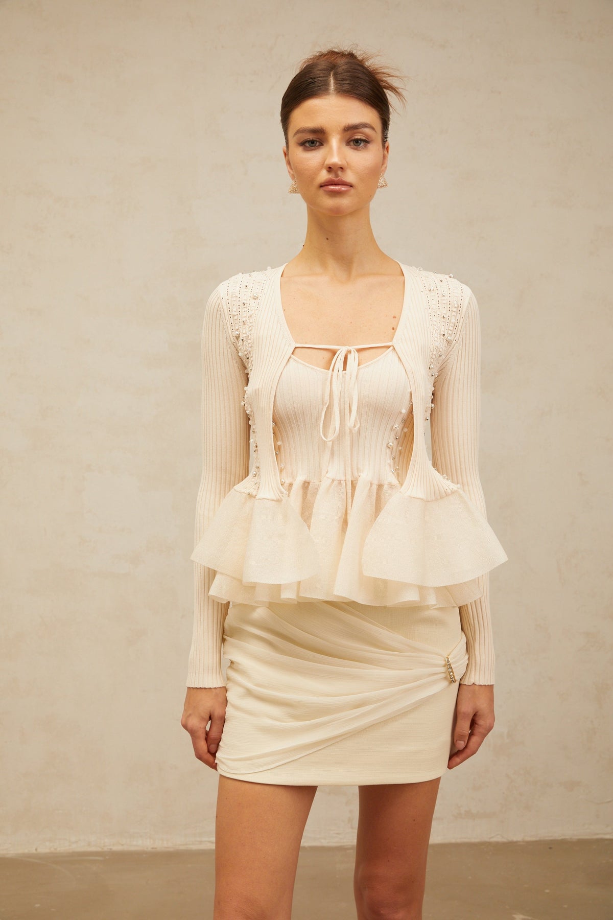 Blanche neutrals peplum knitted cardigan
