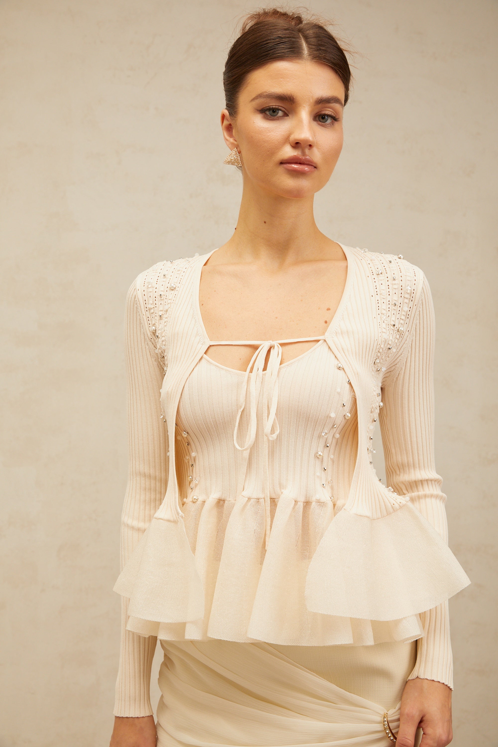 Blanche neutrals peplum knitted cardigan