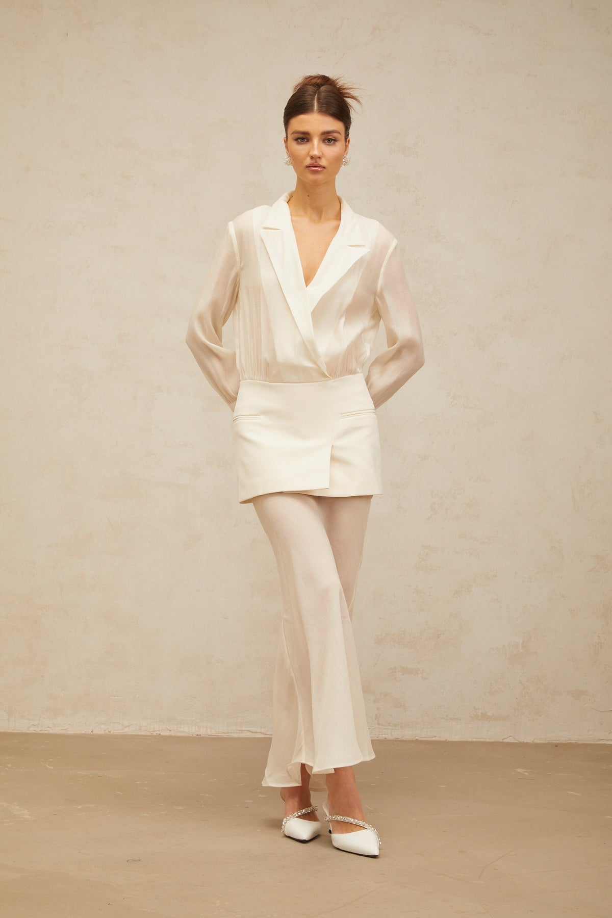 Gisèle white panelled semi-sheer maxi dress (Final Sale-US Only)