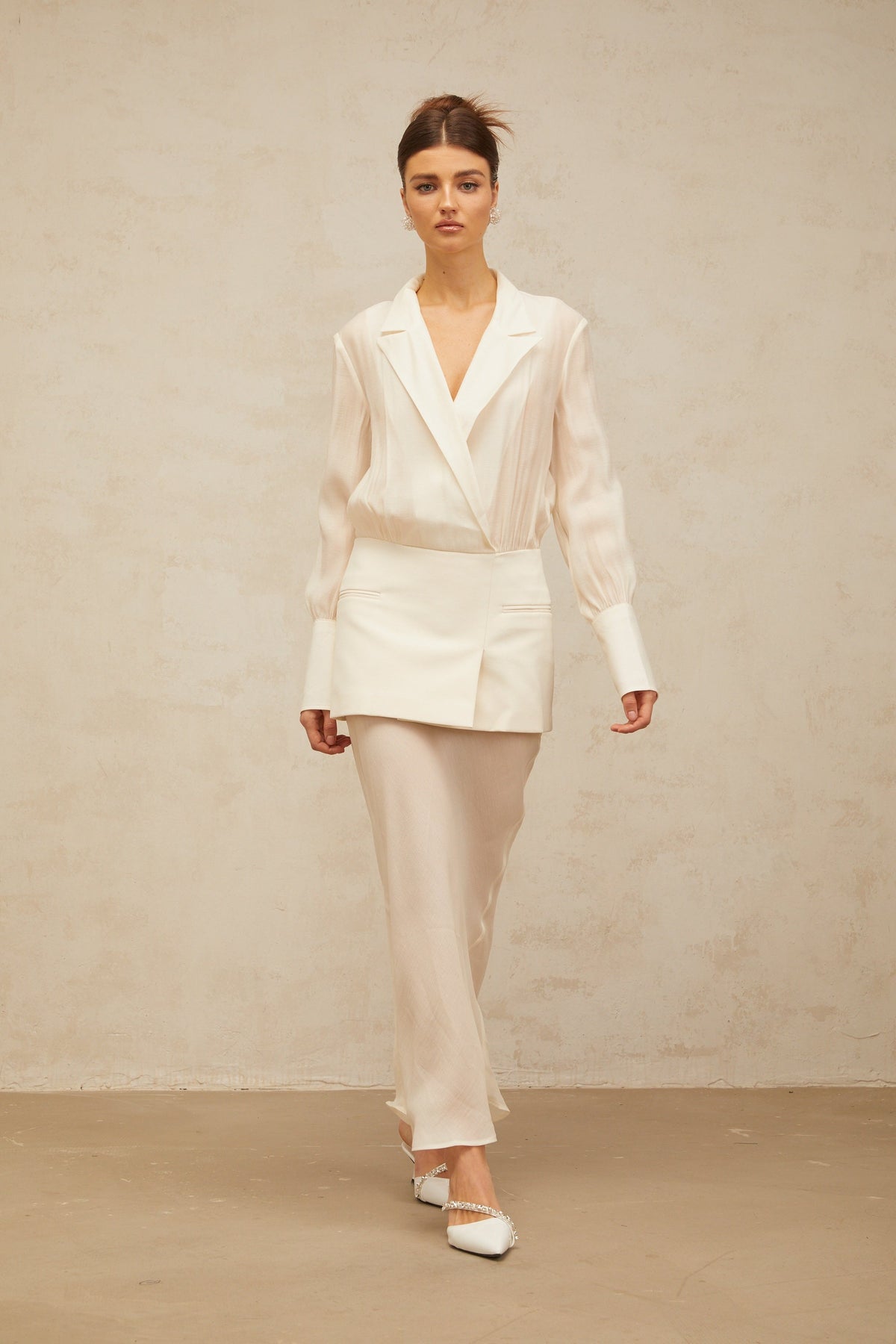 Gisèle white panelled semi-sheer maxi dress (Final Sale)