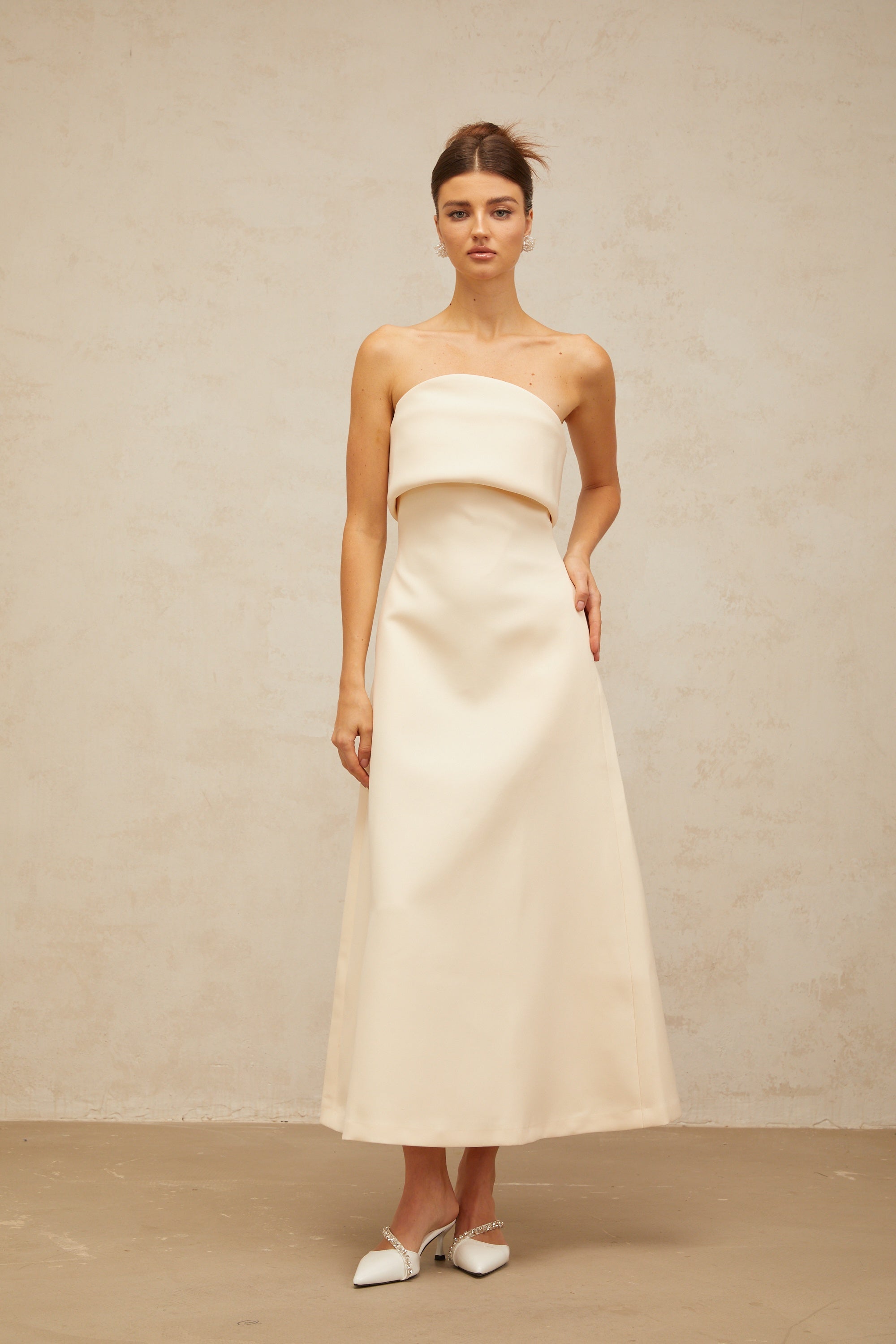 Raphaëlle white folded corset midi dress (Final Sale-US Only)
