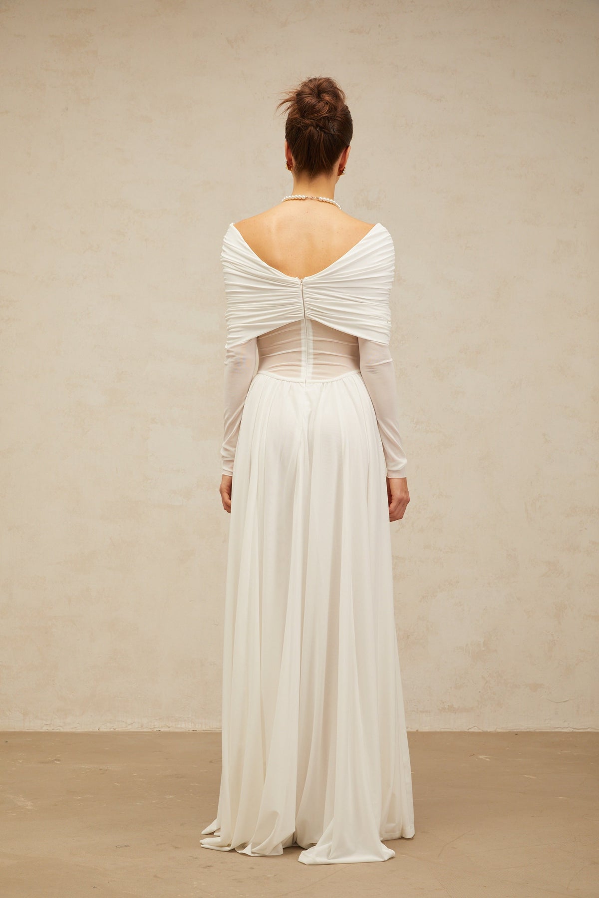Vérane White Draped-detail Ruched Maxi Dress (Final Sale)