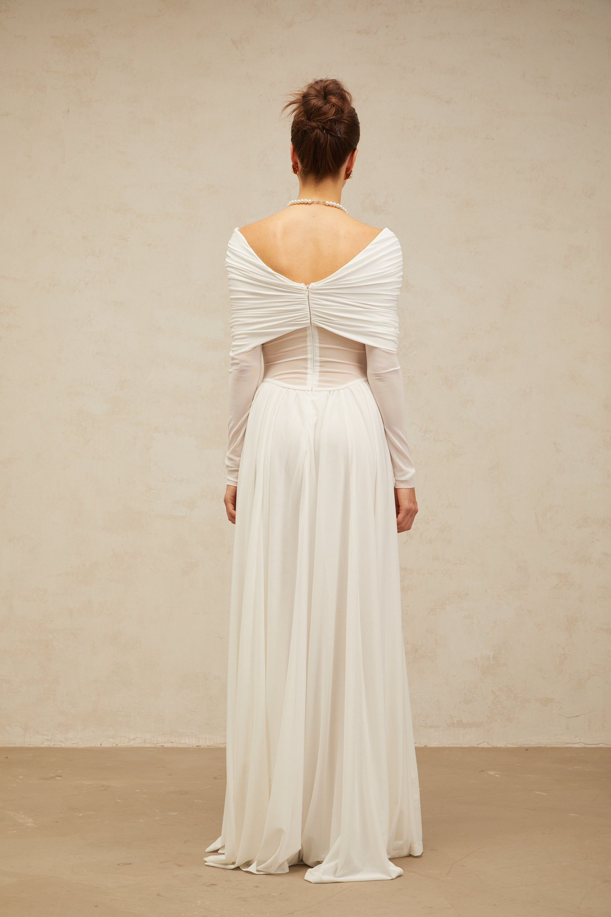 Vérane White Draped-detail Ruched Maxi Dress (Final Sale)