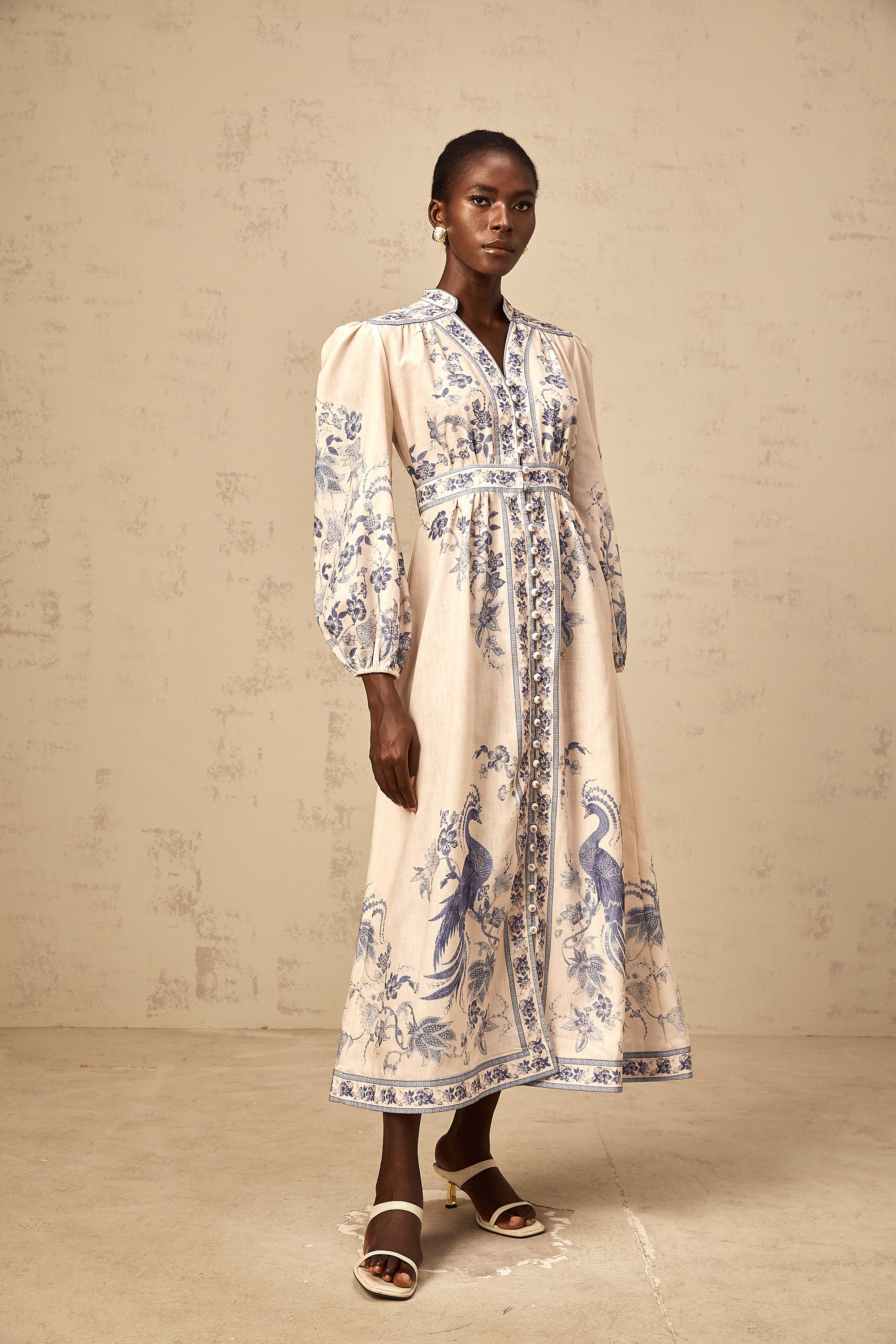 Yseut neutrals totemic-print midi dress
