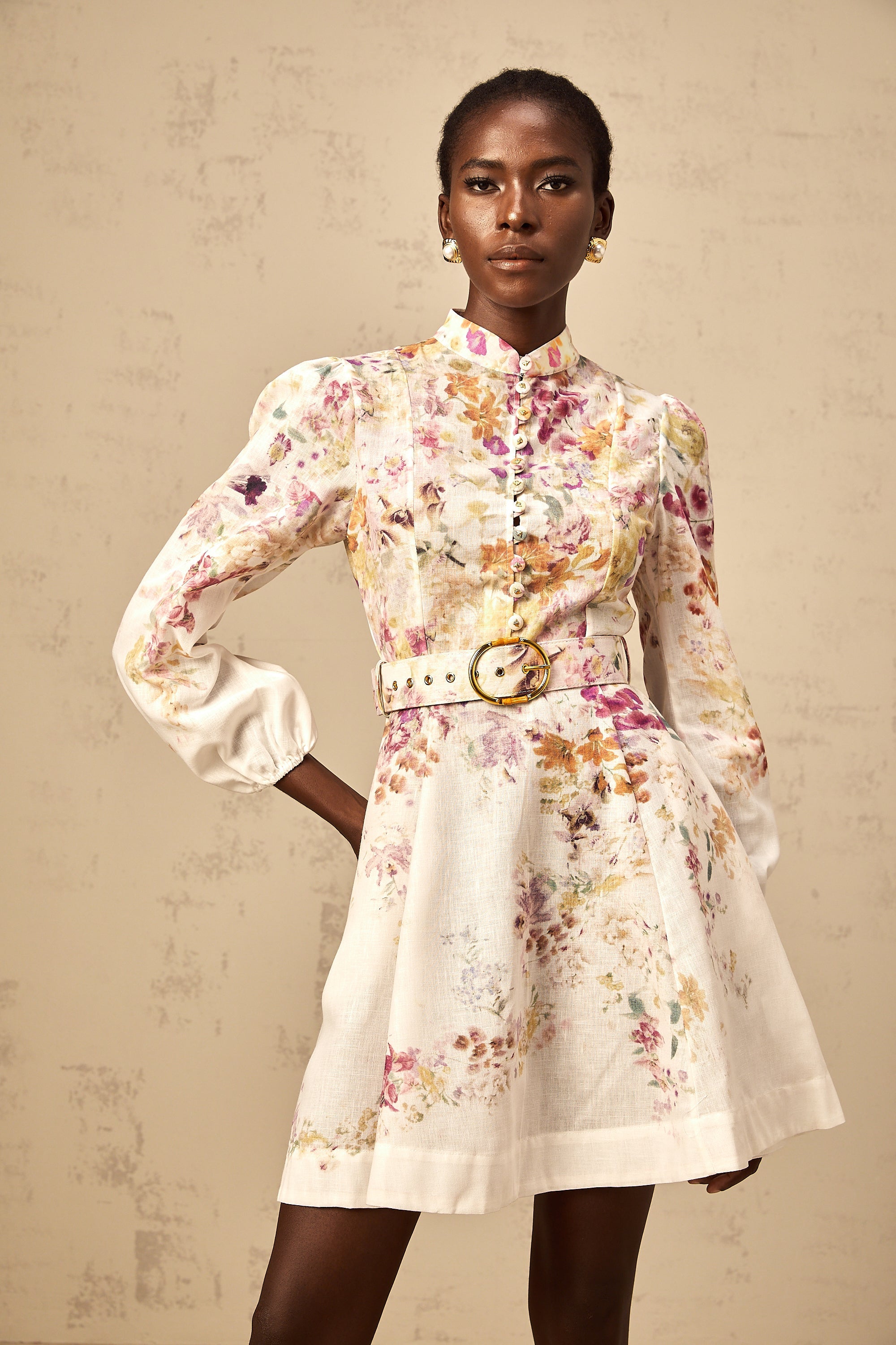 Bianca floral-print mini dress