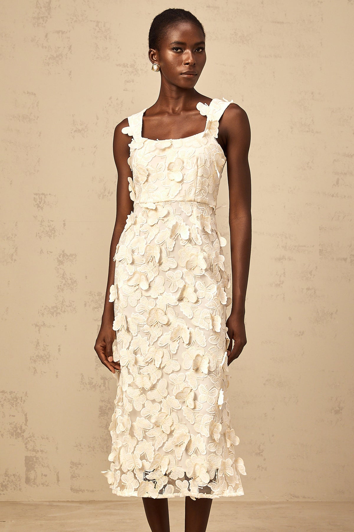 Narcisse butterfly-appliqué flared midi dress (Final Sale-US Only)