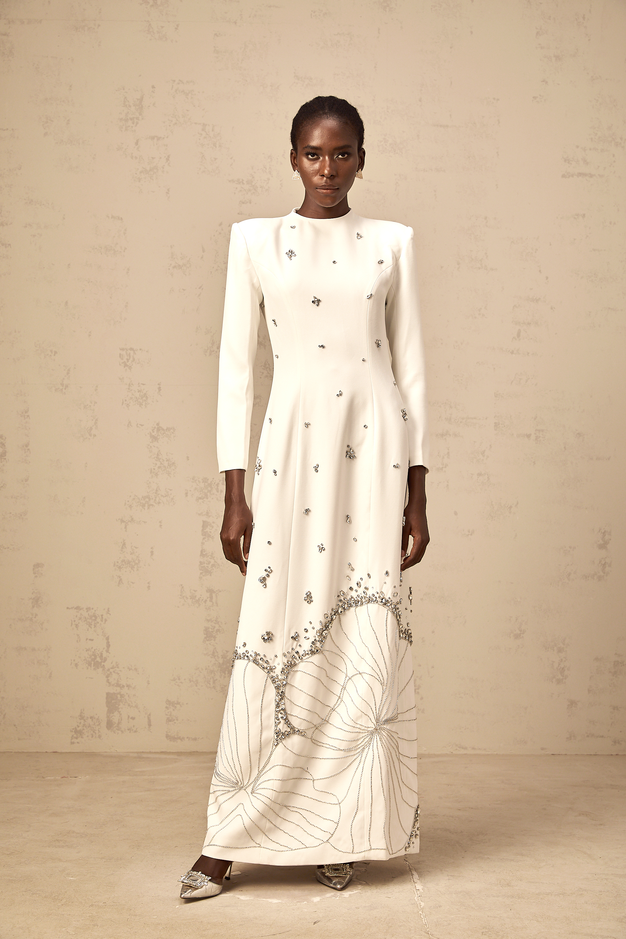 Daphné white lotus-motif embellished maxi dress (Final Sale-US Only)