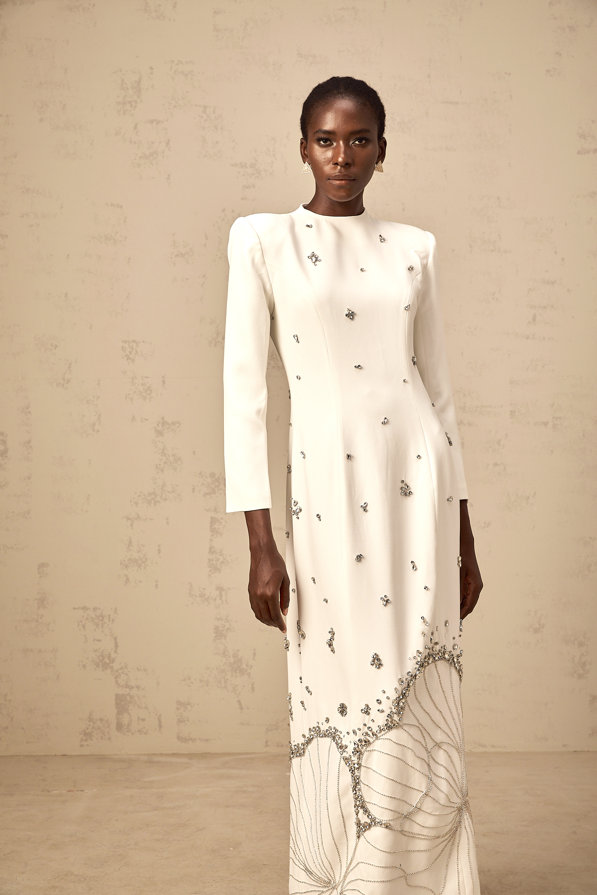 Daphné white lotus-motif embellished maxi dress (Final Sale-US Only)
