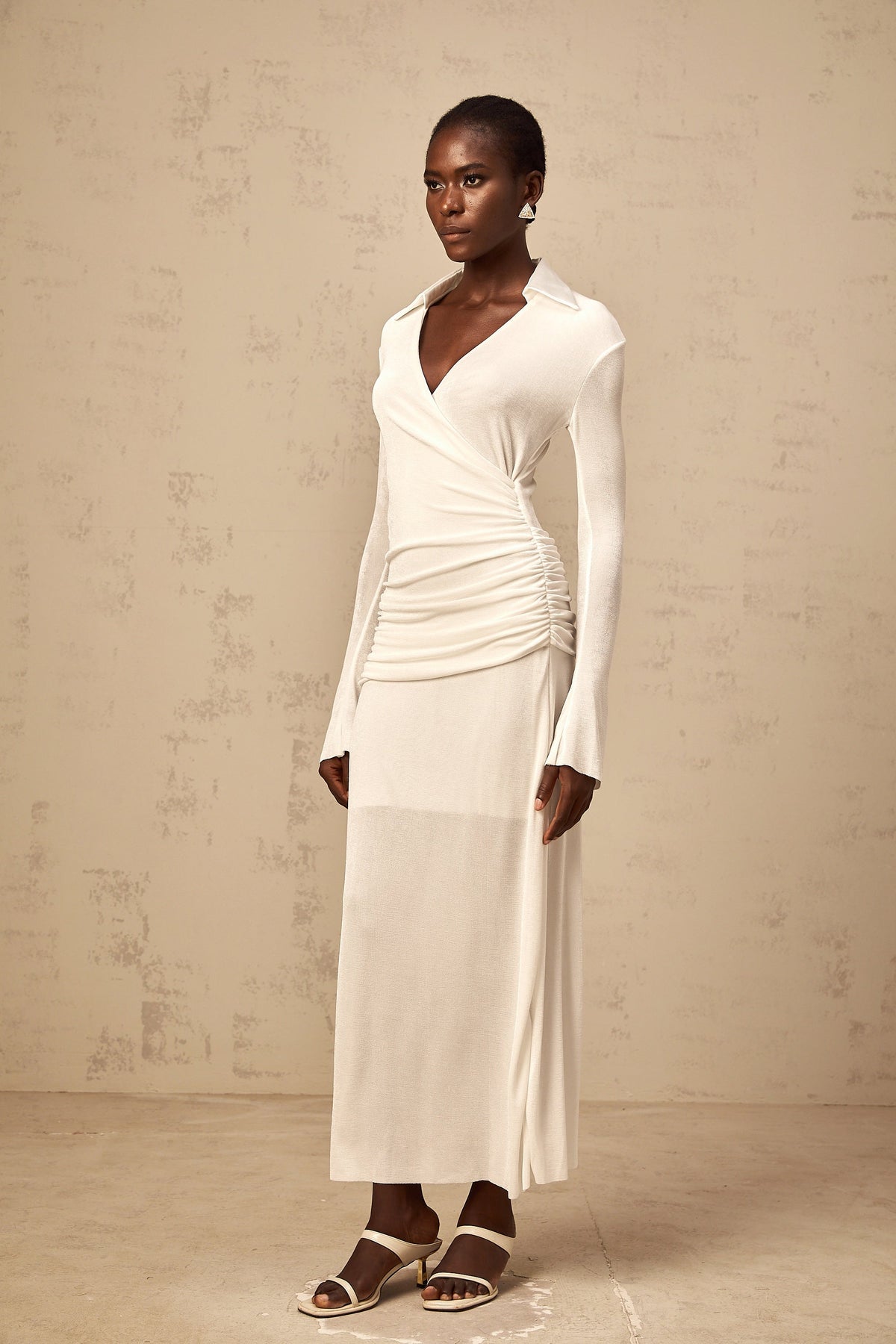 Térébenthine white ruched knit maxi dress (Final Sale-US Only)