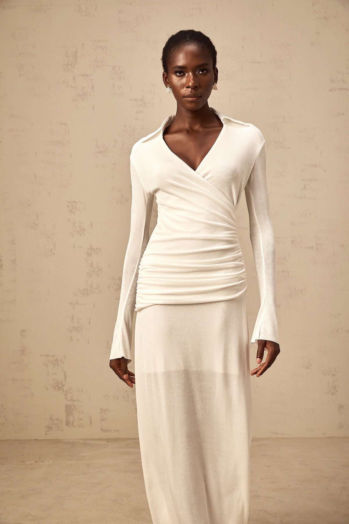 Térébenthine white ruched knit maxi dress (Final Sale-US Only)