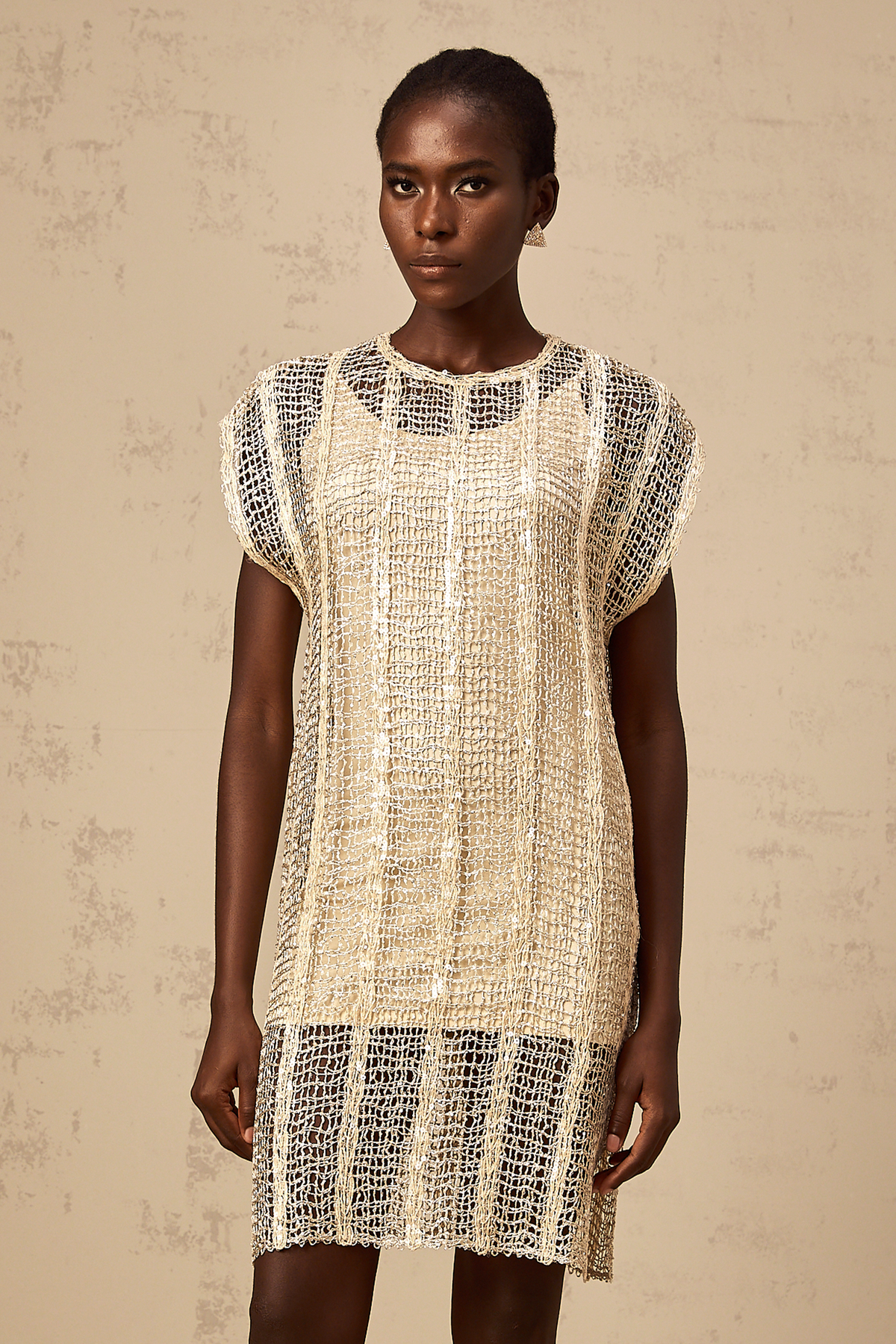 Solène gold sequined cut-out mini dress
