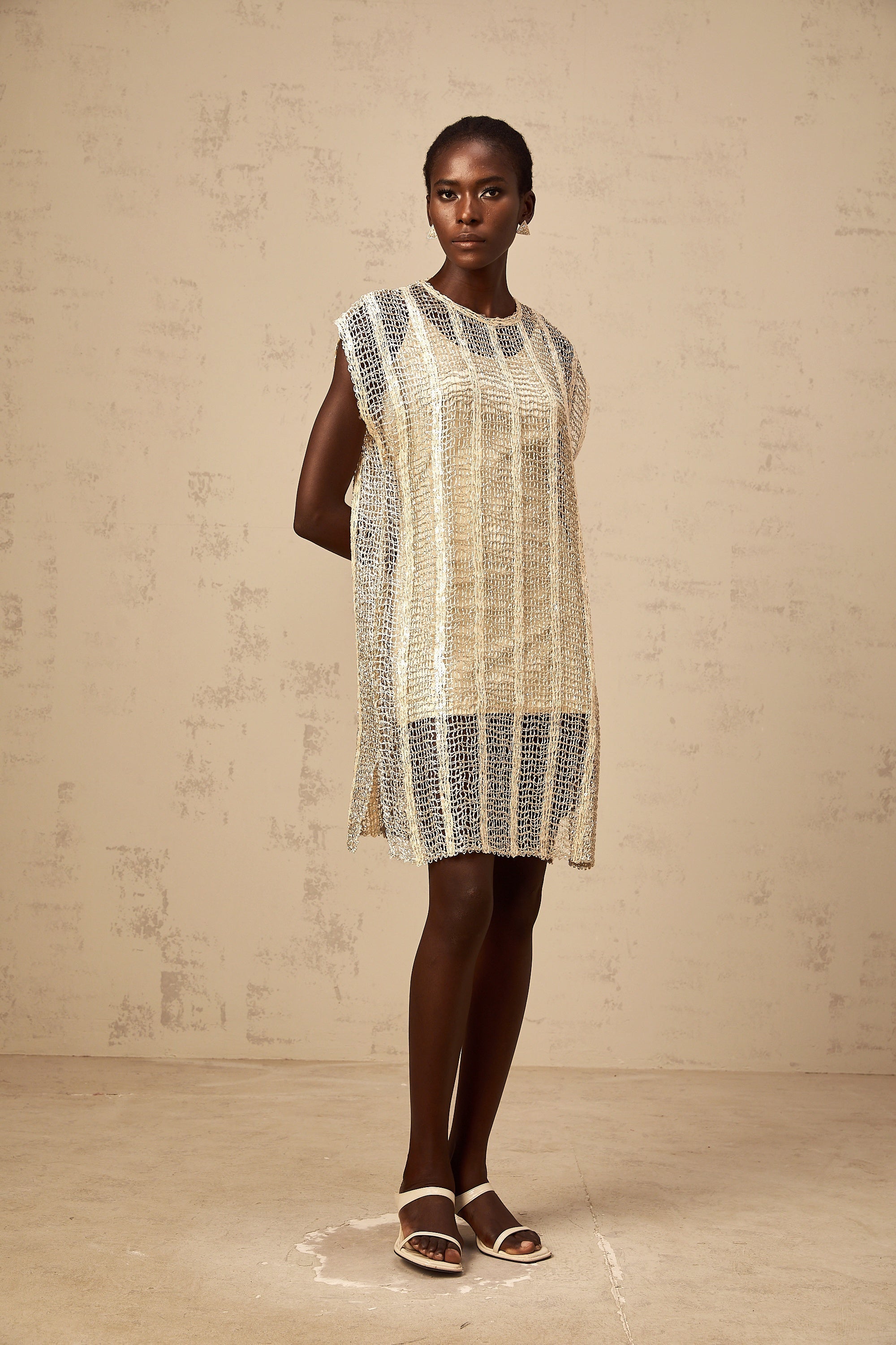 Solène gold sequined cut-out mini dress
