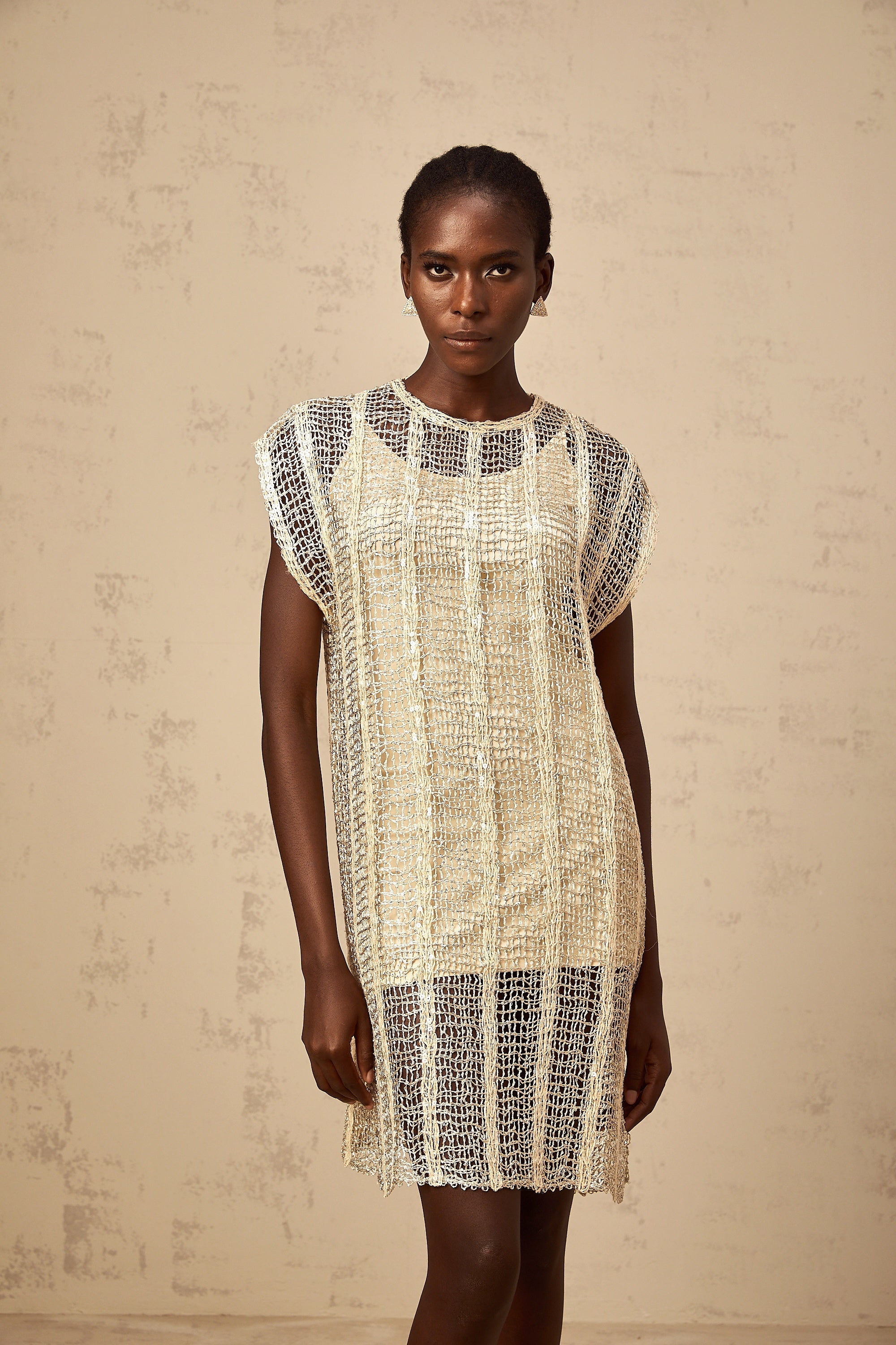 Solène gold sequined cut-out mini dress