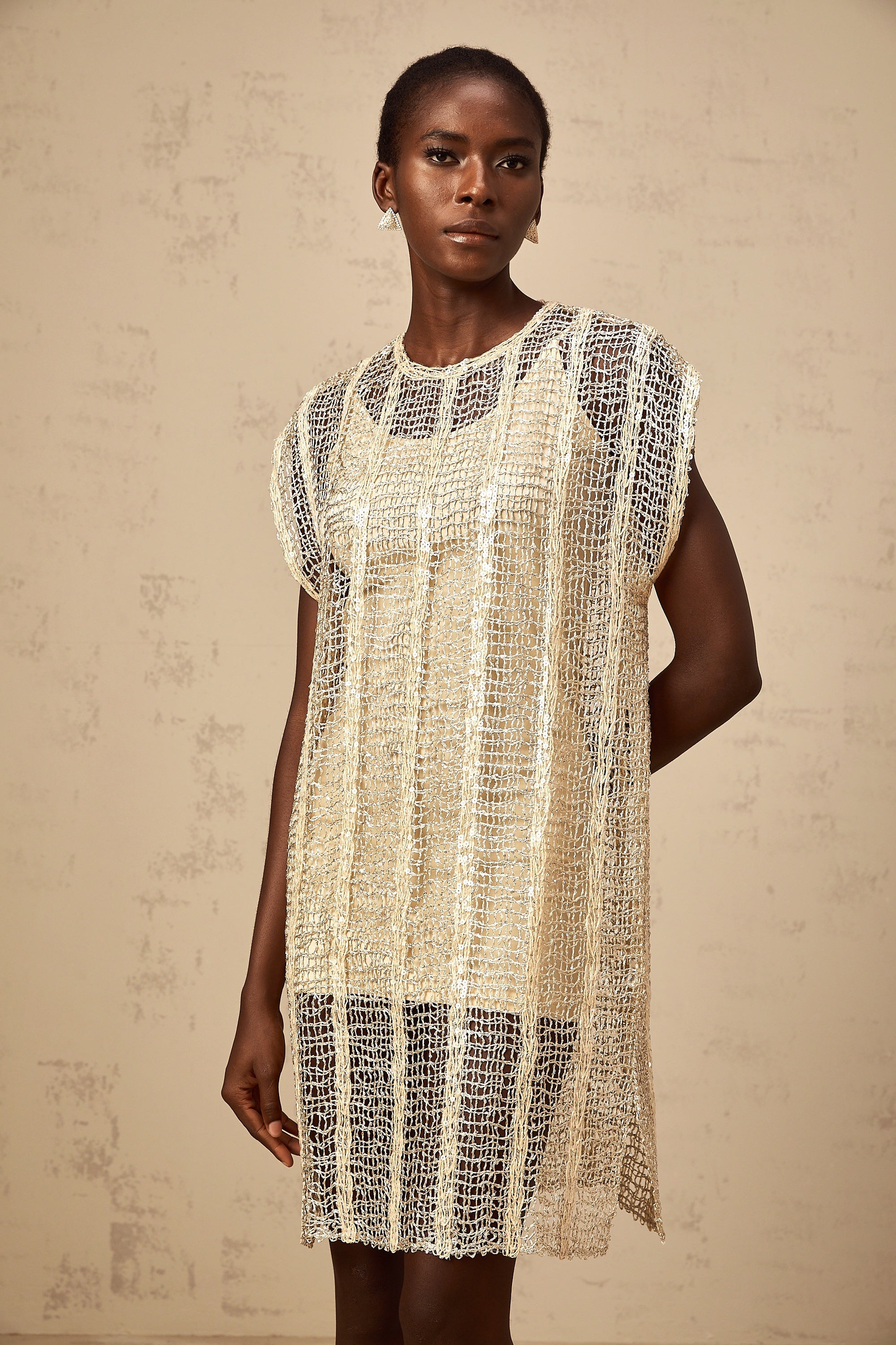 Solène gold sequined cut-out mini dress