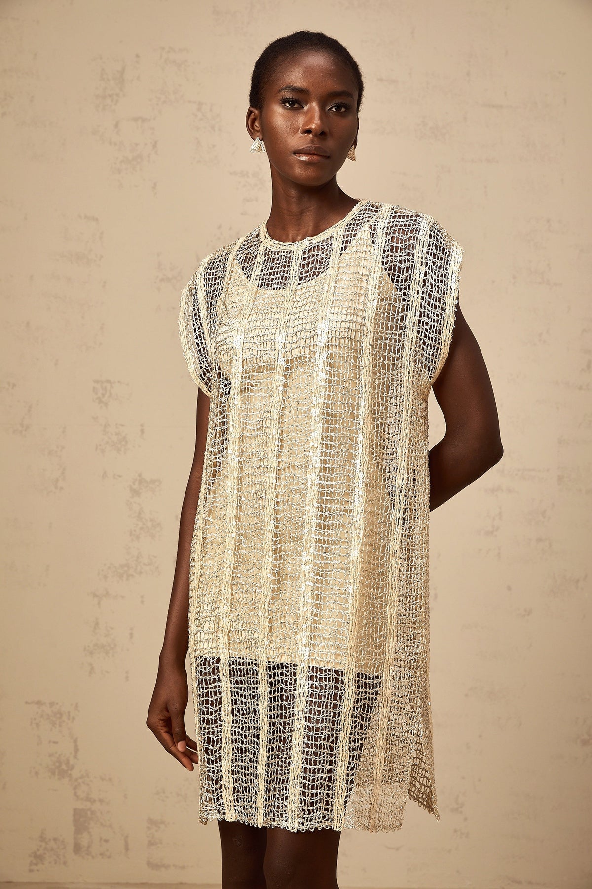 Solène gold sequined cut-out mini dress