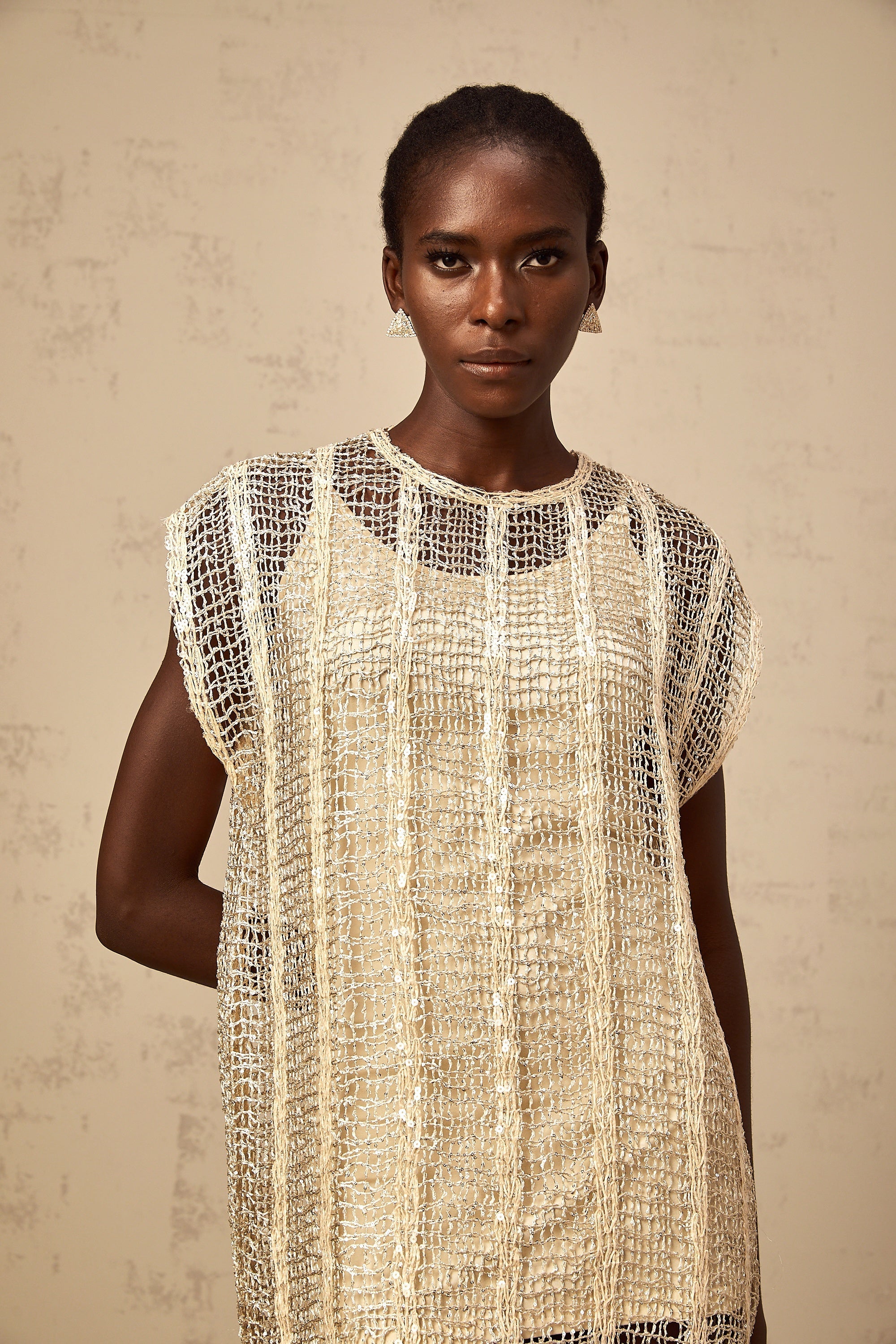 Solène gold sequined cut-out mini dress