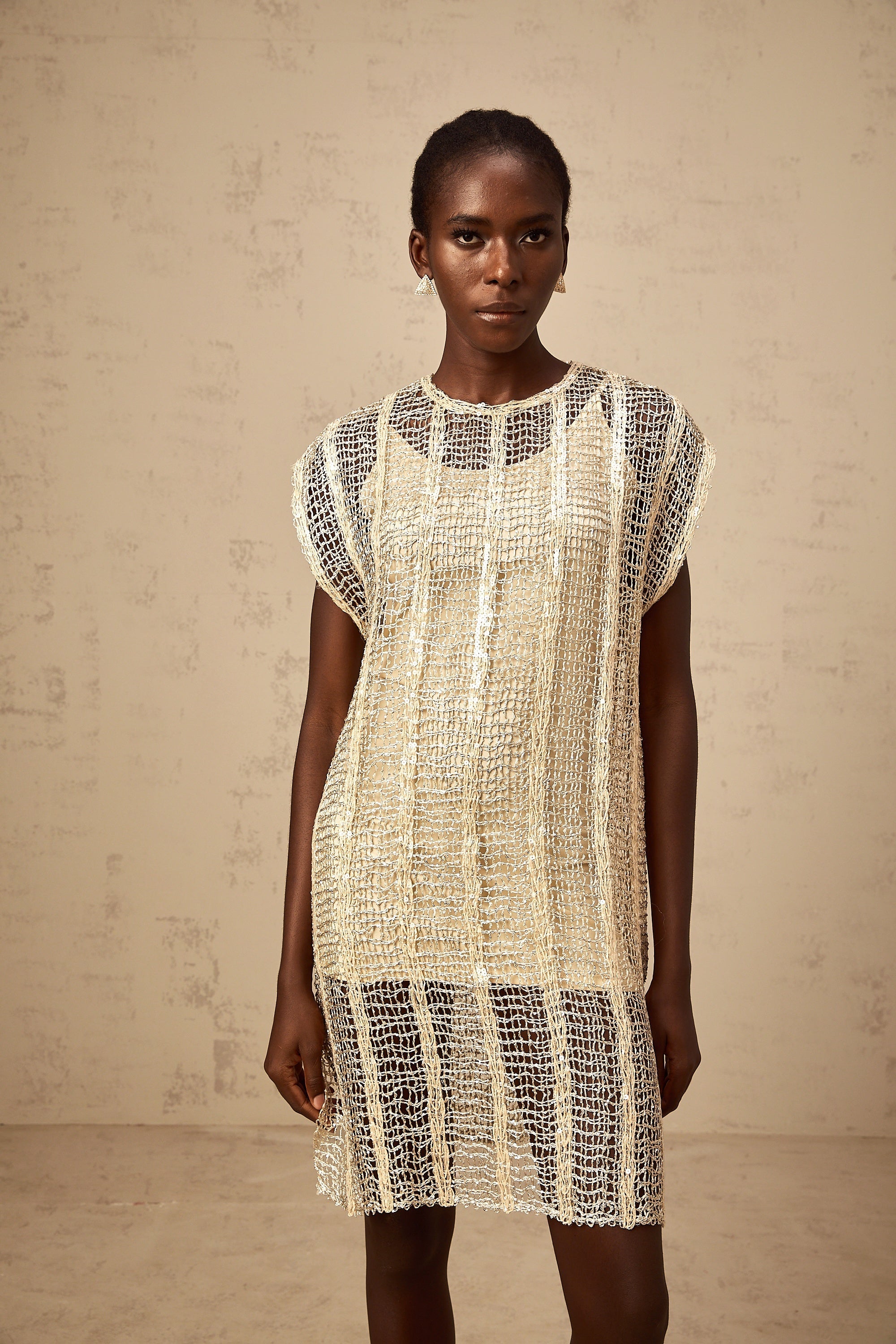 Solène gold sequined cut-out mini dress