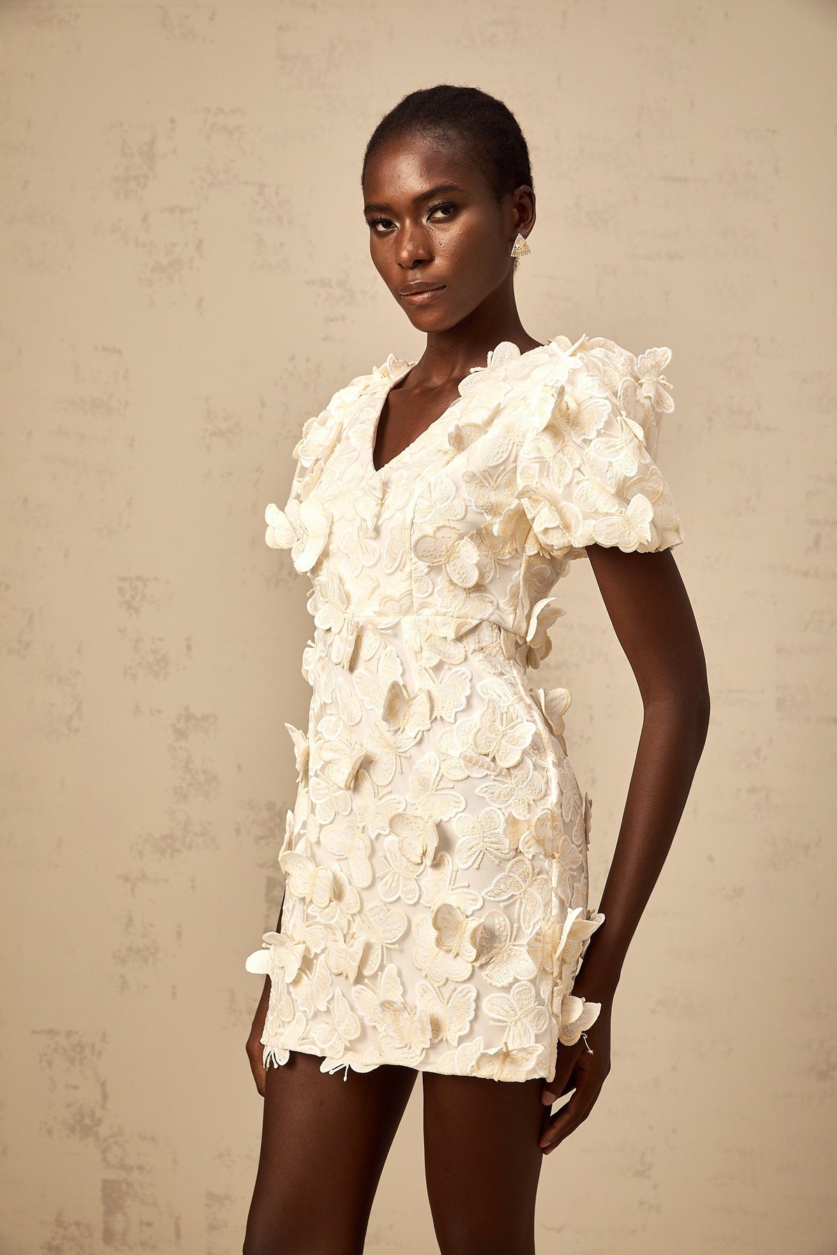Eugénie butterfly-appliqué A-line mini dress