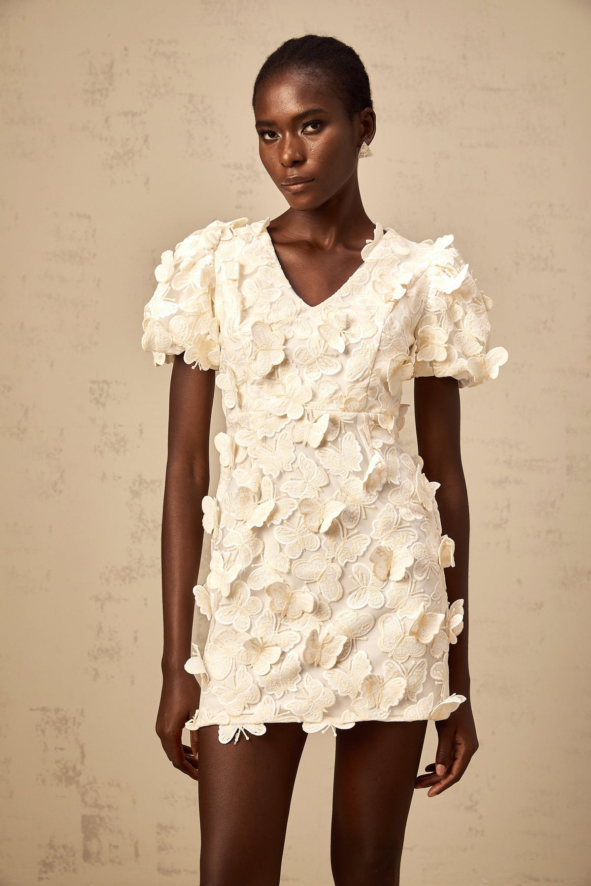 Eugénie butterfly-appliqué A-line mini dress
