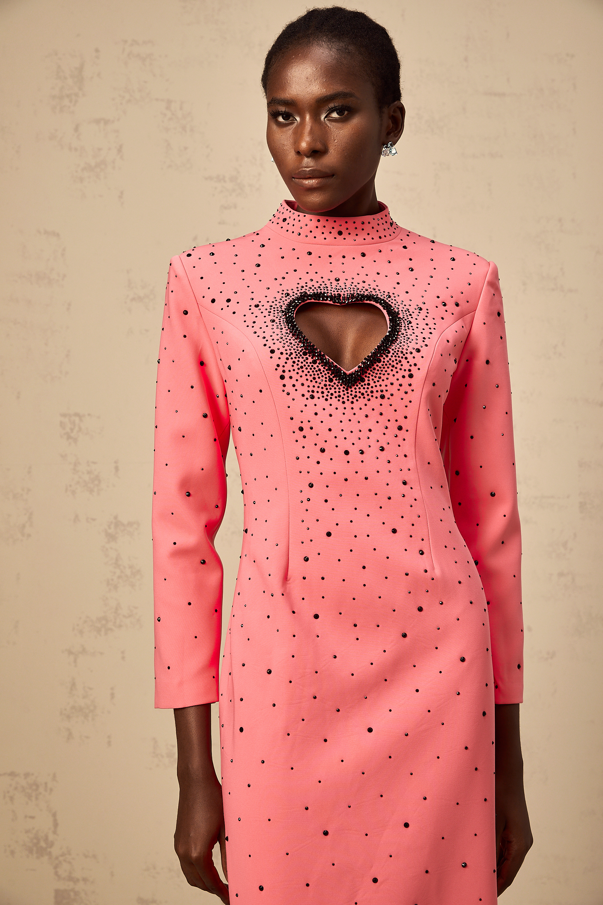 Zélie pink heart cut-out embellished maxi dress