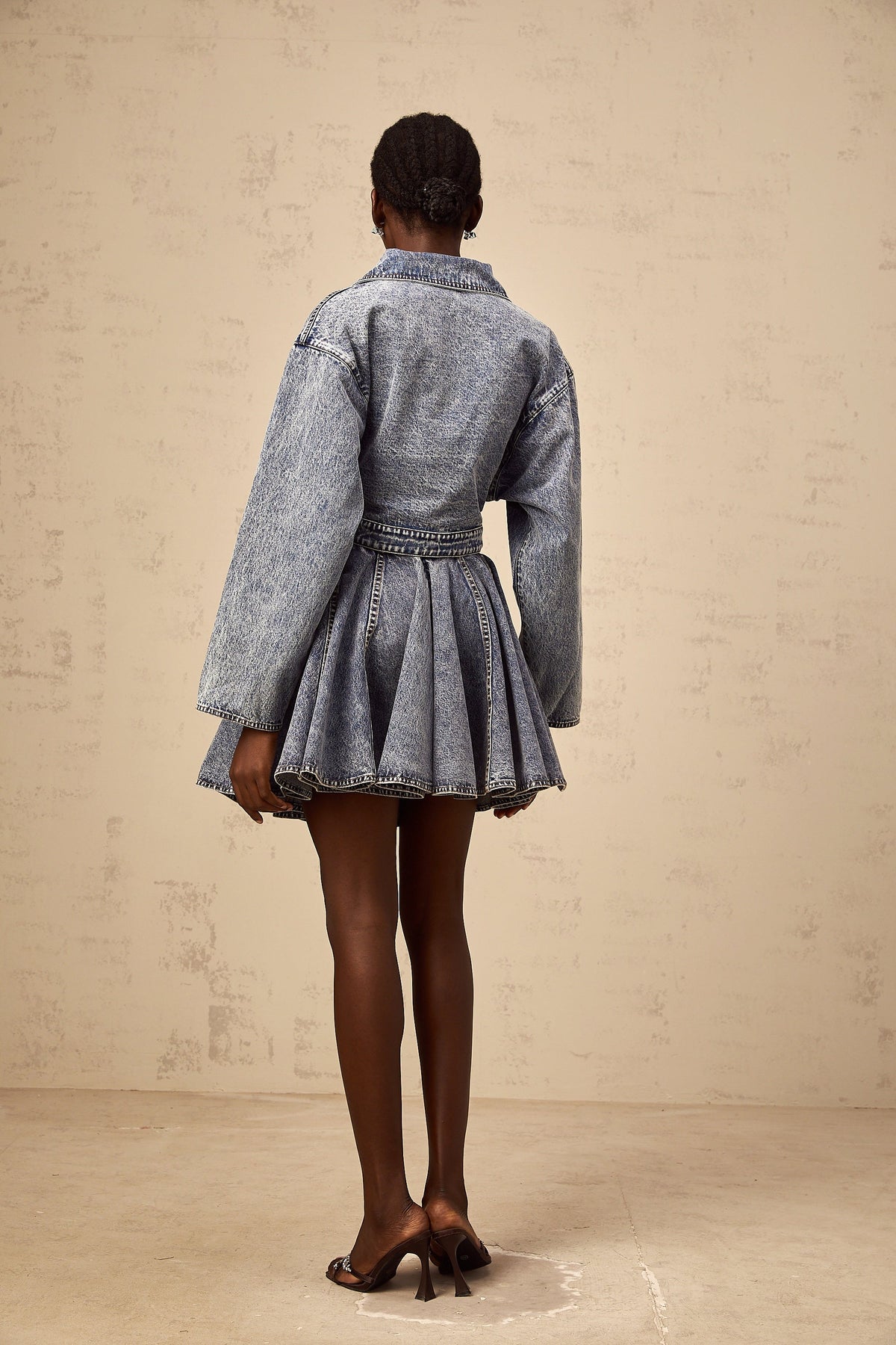 Doriane blue asymmetrical cropped denim jacket