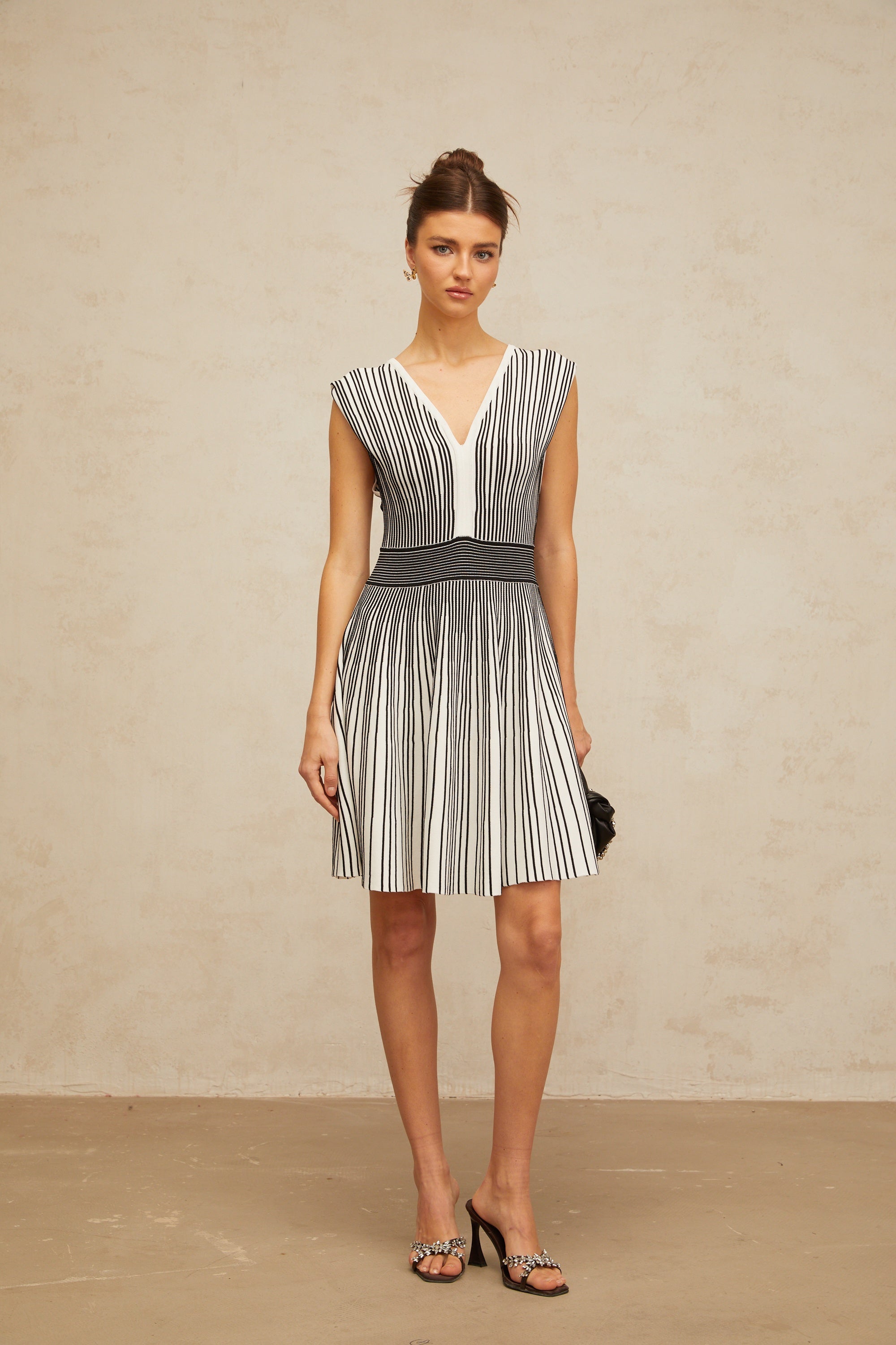 Joëlle contrast-color vertical-striped knit mini dress