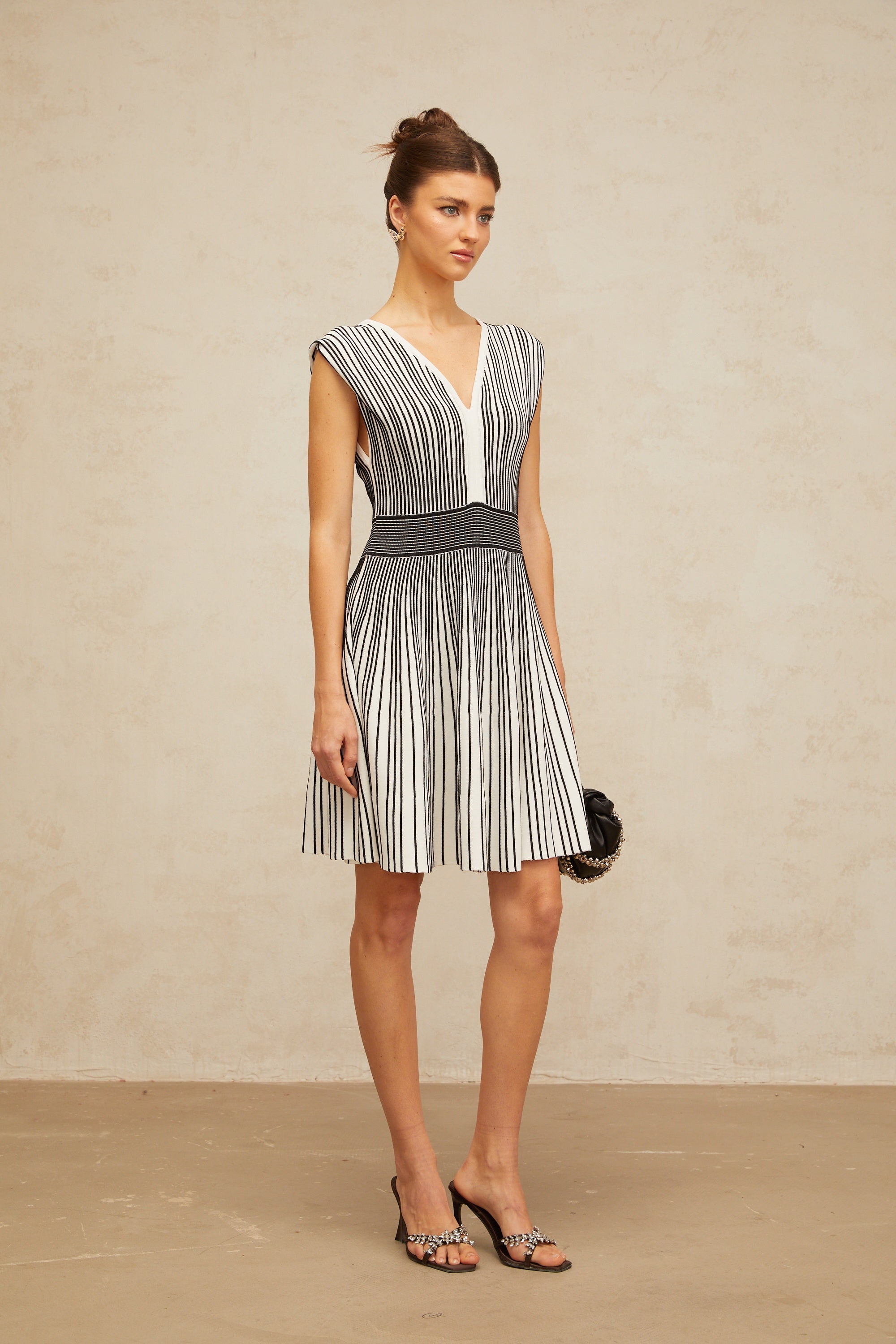 Joëlle contrast-color vertical-striped knit mini dress