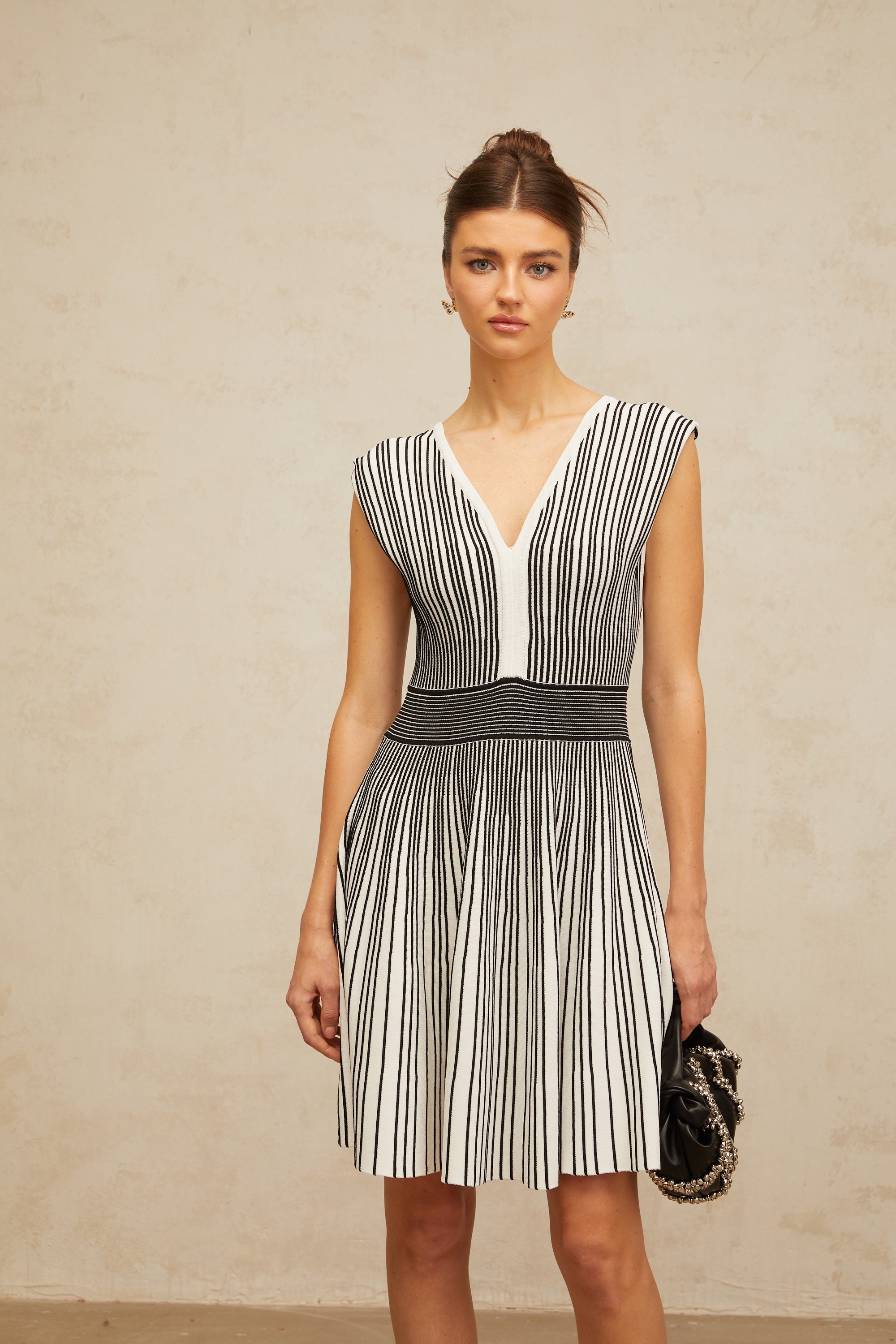 Joëlle contrast-color vertical-striped knit mini dress