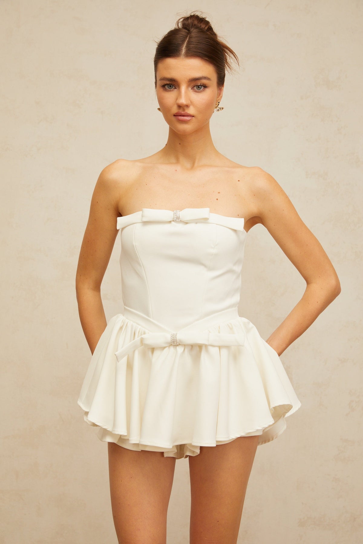 Ariel white bowknot corset mini dress (Final Sale-US Only)